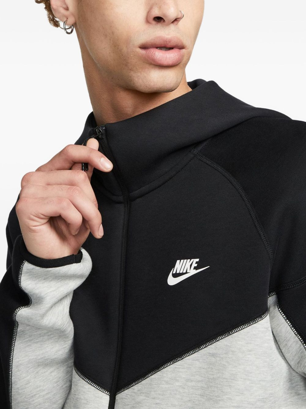 long-sleeves panelled hoodie - 3