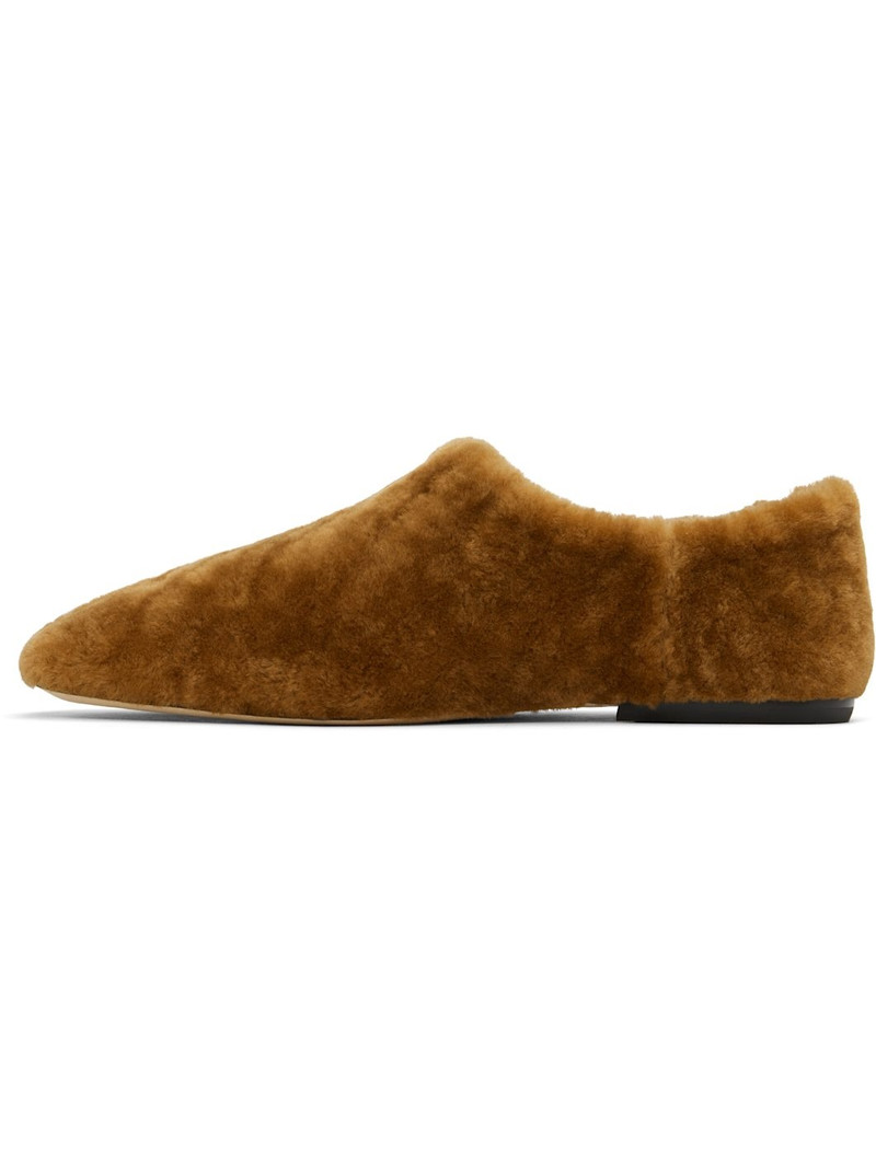 Dries Van Noten Tan Shearling Slippers outlook
