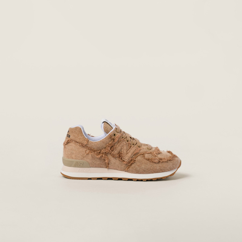 Miu Miu New Balance 574 x Miu Miu marbleized denim sneakers outlook