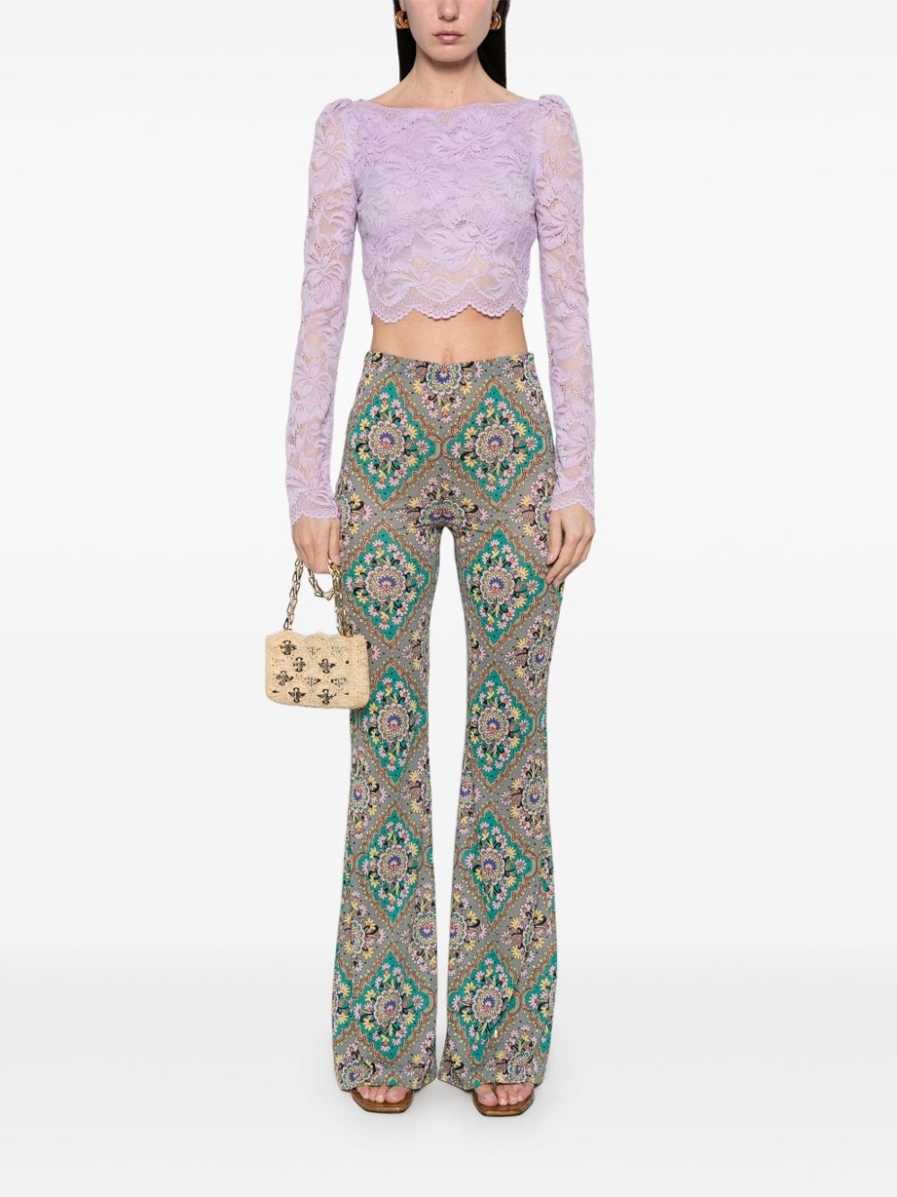 floral-print trousers - 2