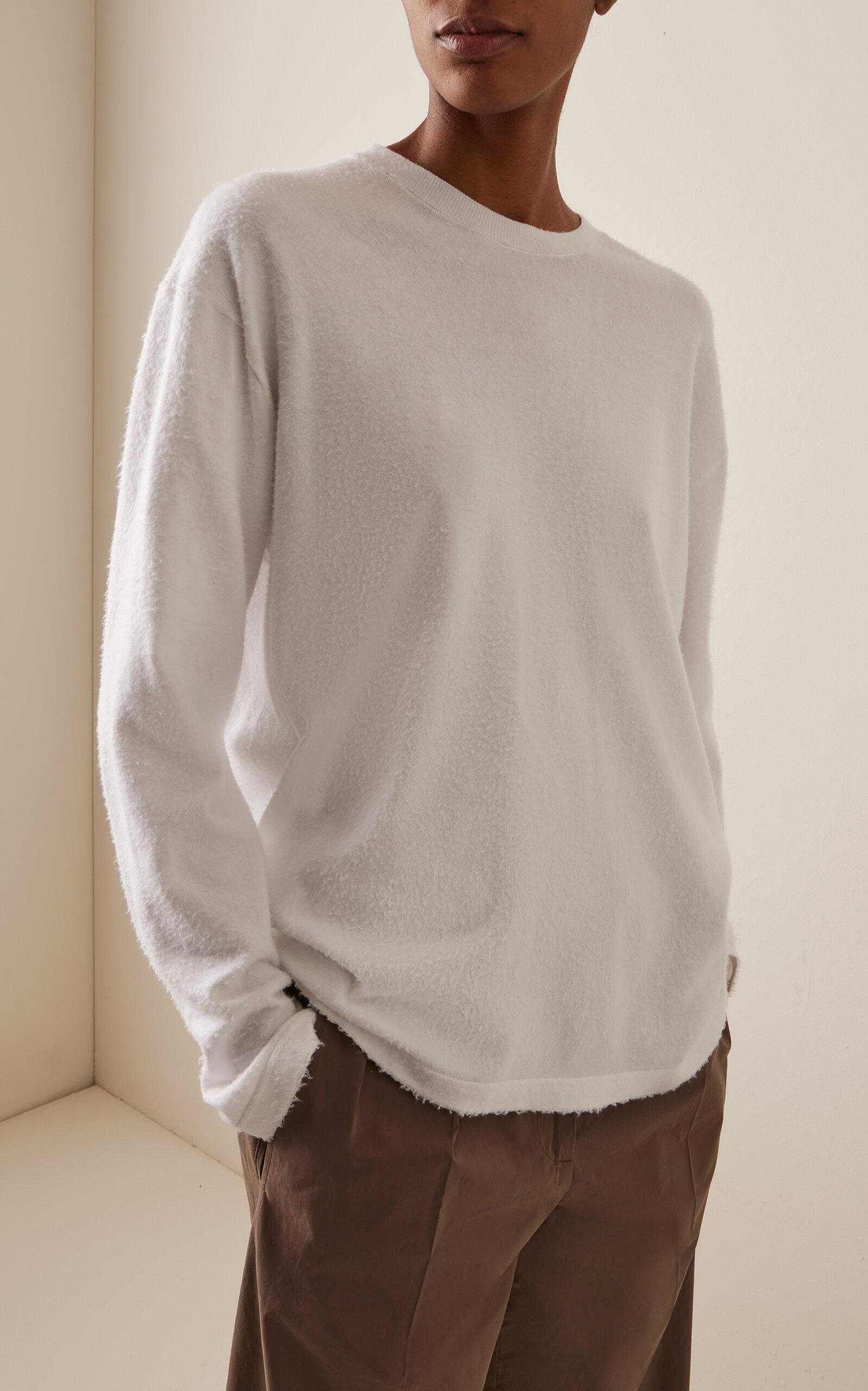 Kabira Cotton Fleece Long Sleeve Top white - 3