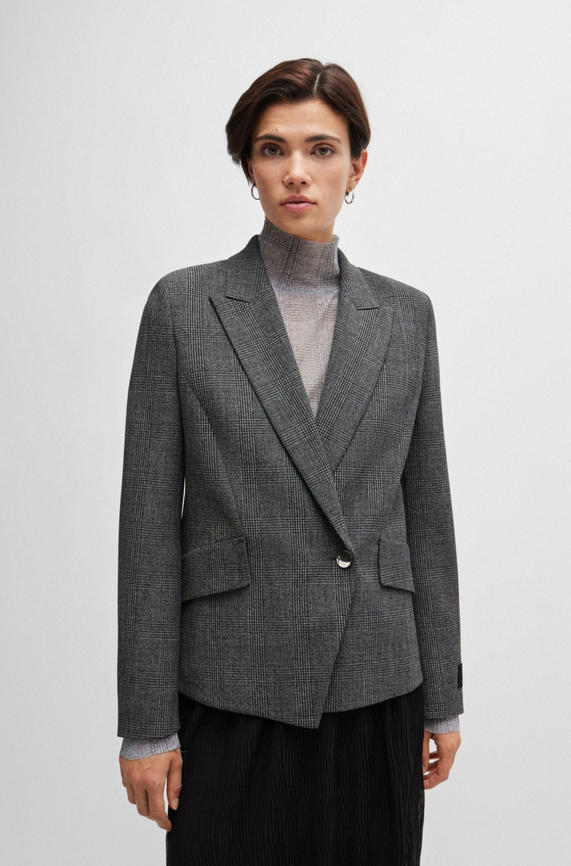 REGULAR-FIT JACKET IN CHECKED FABRIC WITH PEAK LAPELS 2