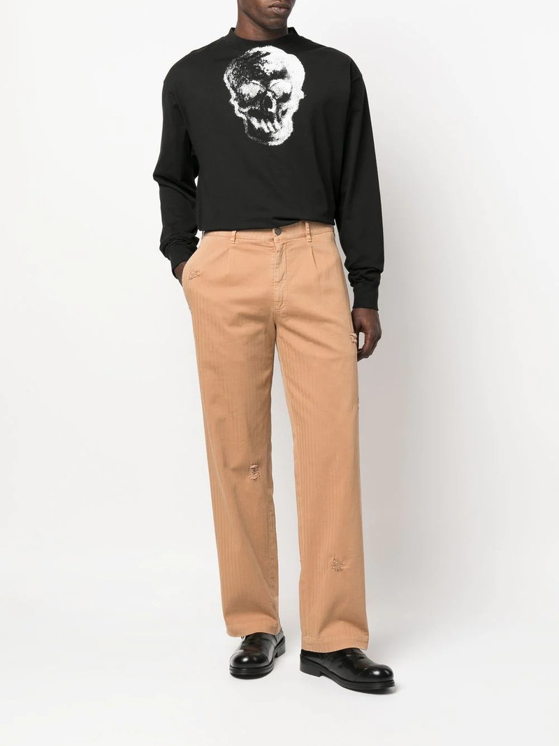 Palm Angels ripped-detail straight-leg trousers outlook