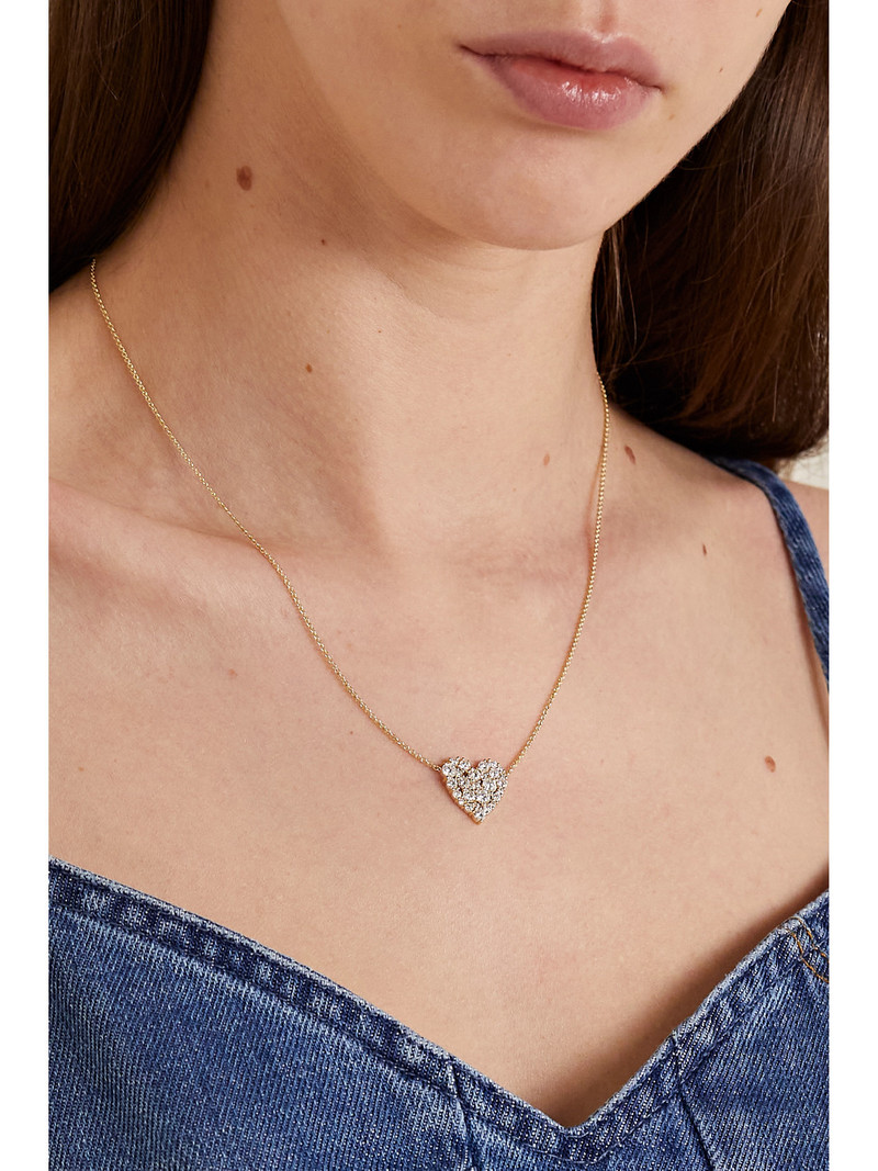 SYDNEY EVAN Cocktail Heart 14-karat Gold Diamond Necklace outlook