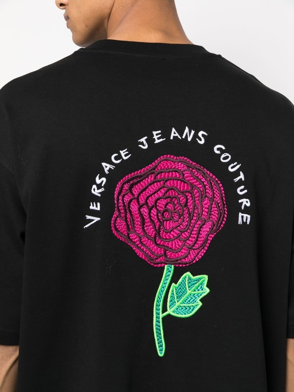 floral-embroidered cotton T-shirt - 5