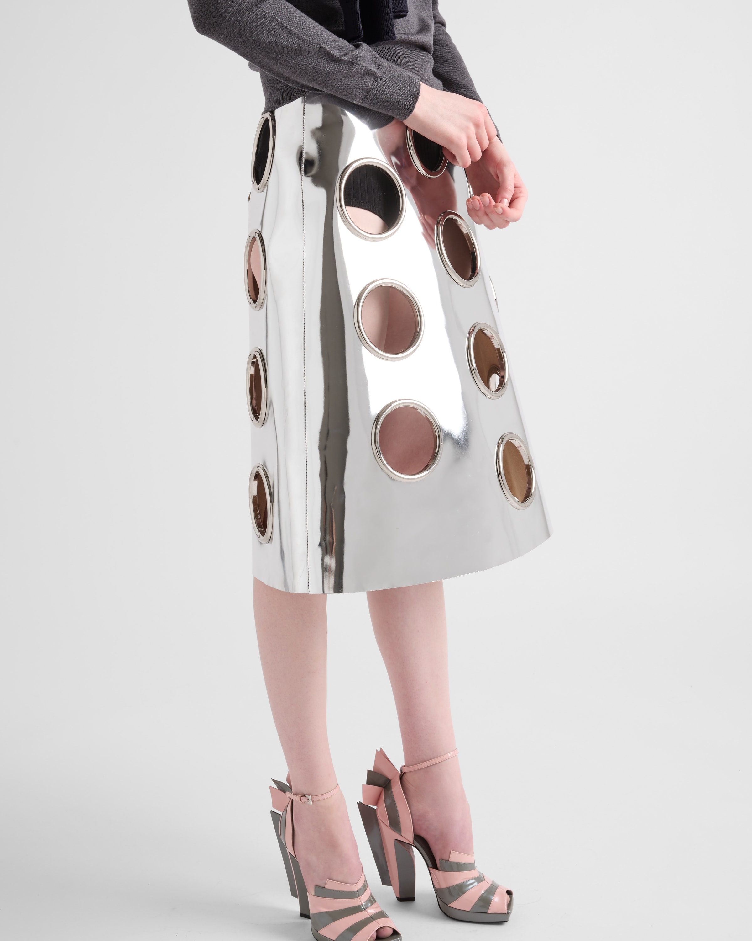 Shiny leather skirt - 4