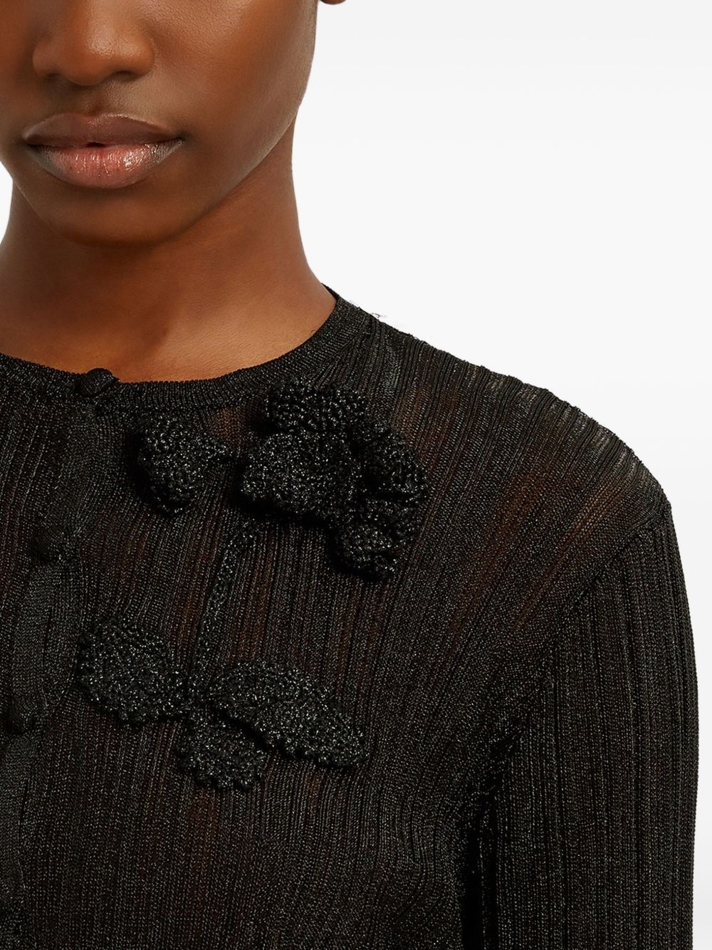 ruffle-detail cropped cardigan - 5