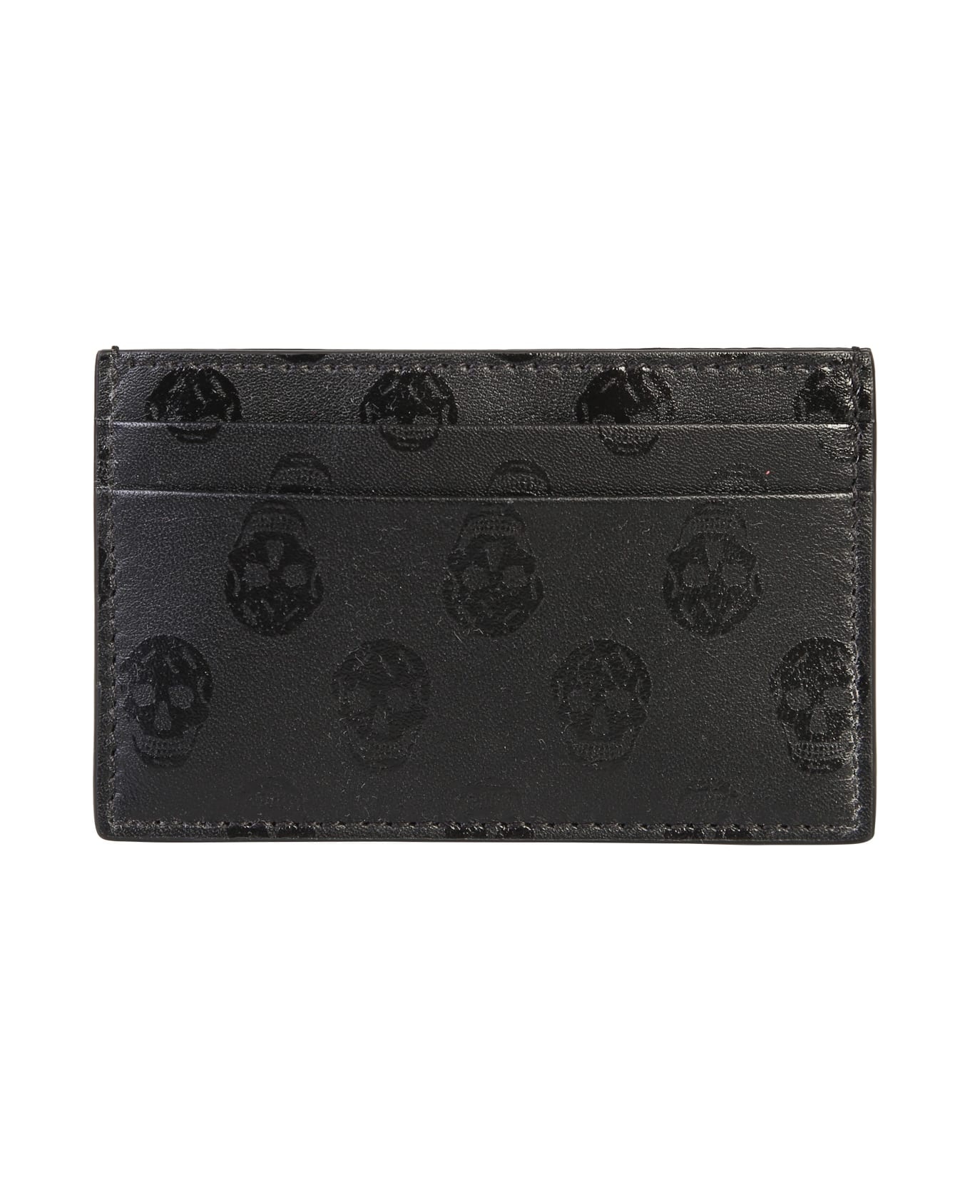 Leather Card Holder With Iconic Biker Skull Print - 1