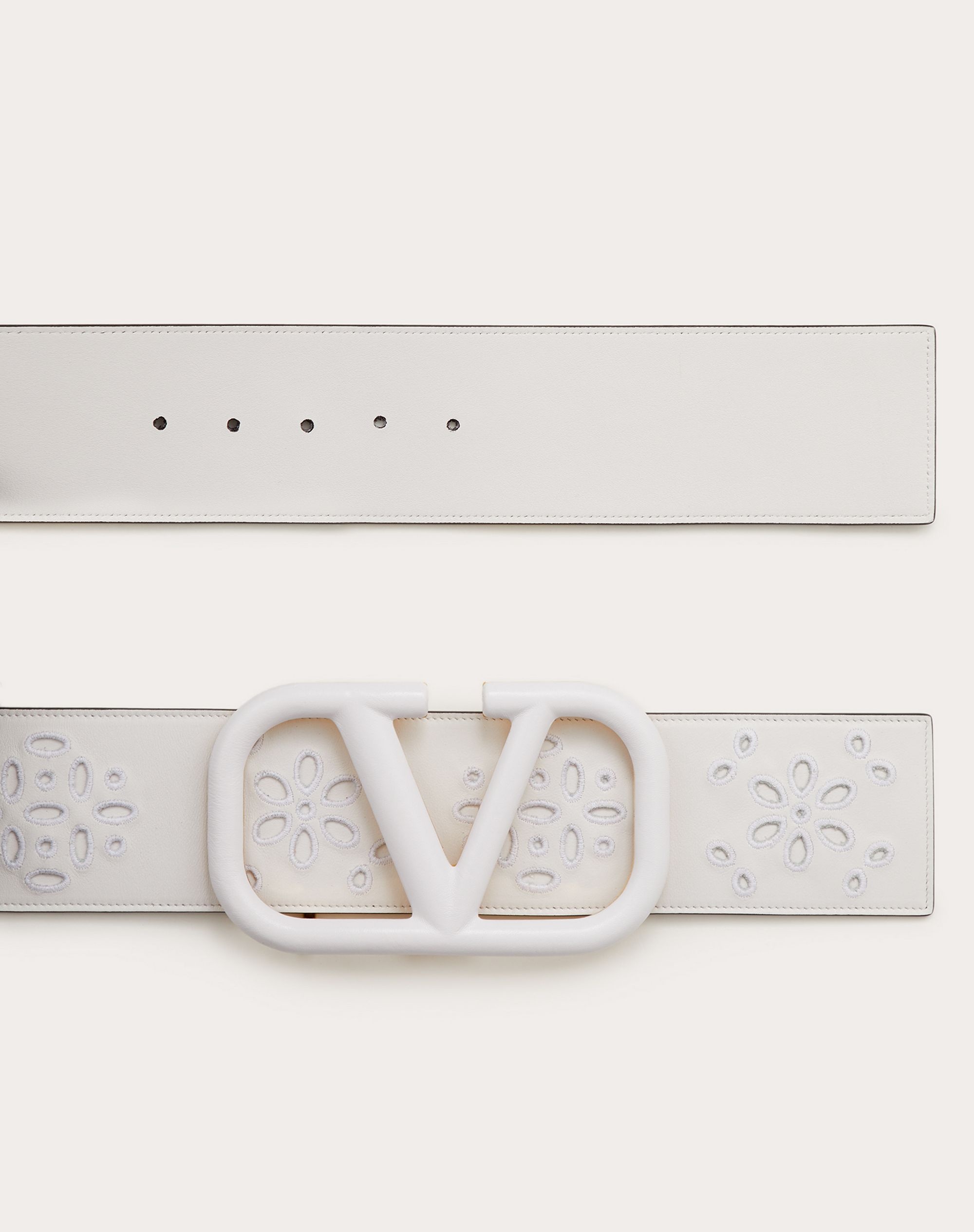 VLOGO SIGNATURE BELT IN CALFSKIN WITH SAN GALLO EMBROIDERY 70 MM - 3