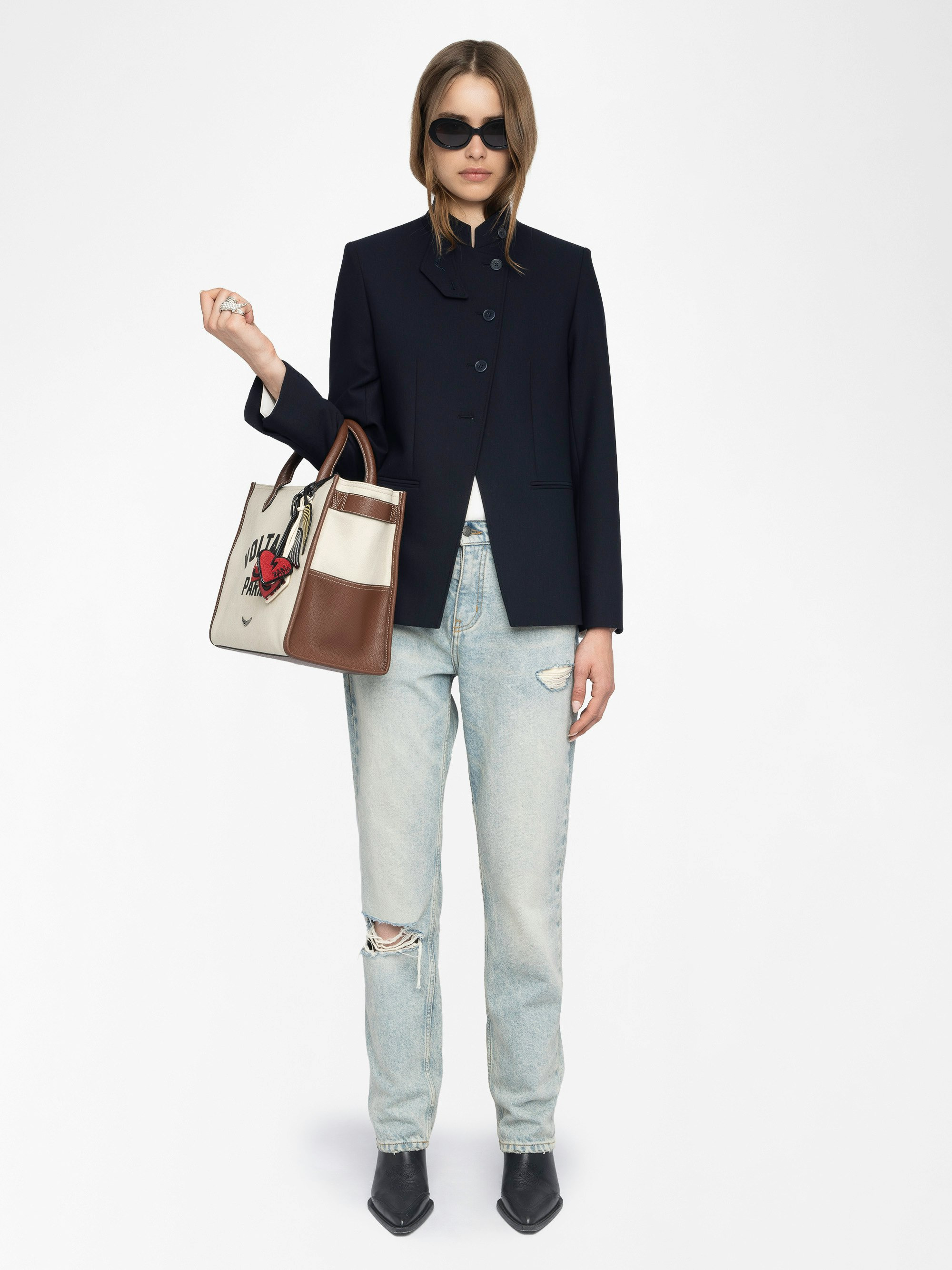Verysa Navy Asymmetrical Blazer - 2