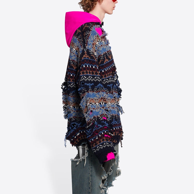 Balenciaga Destroyed Fair Isle Wool-Blend Jumper 'Blue' 662518T16028088 - 5