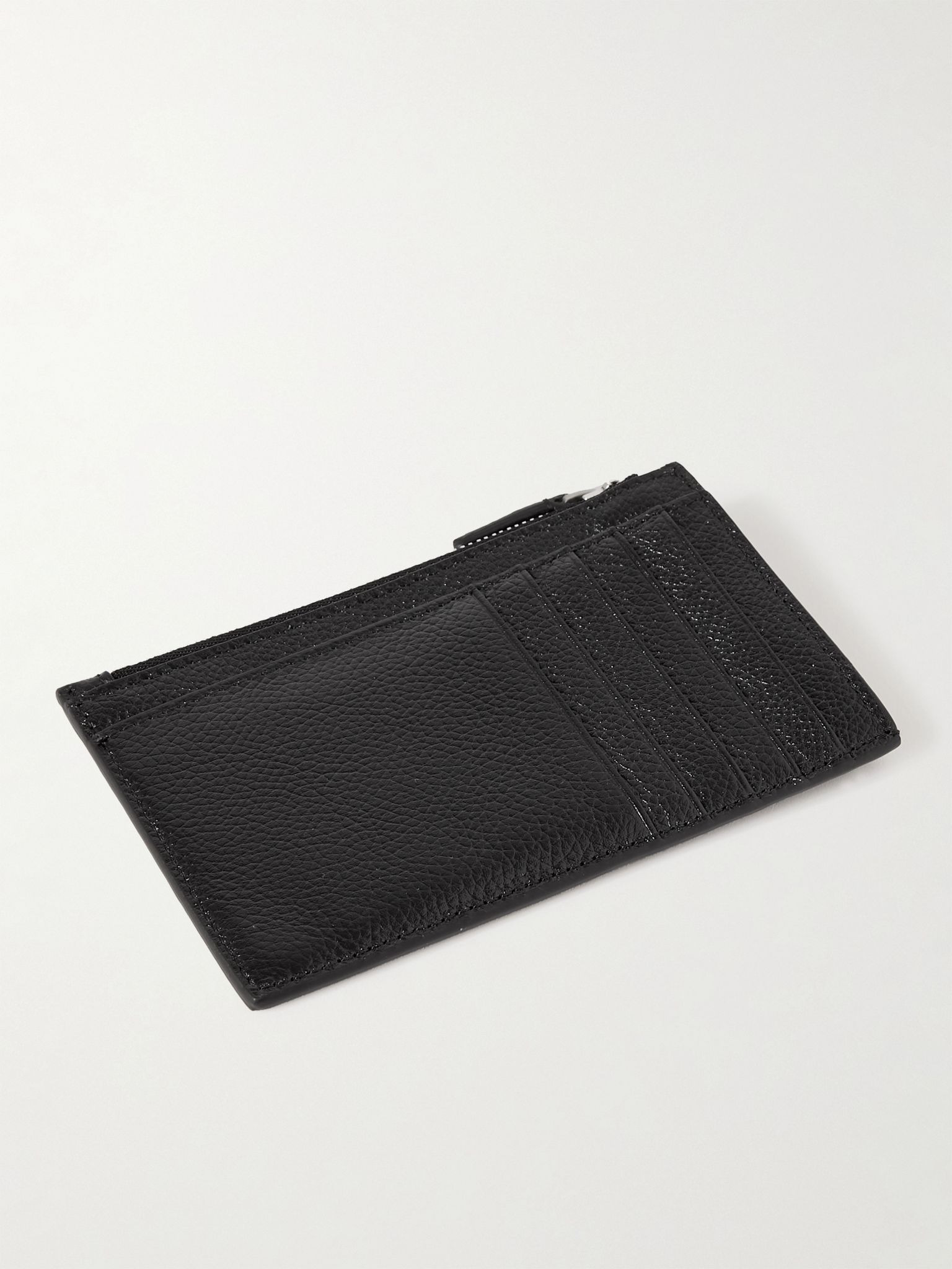 Cash Logo-Print Full-Grain Leather Zipped Cardholder Black - 2