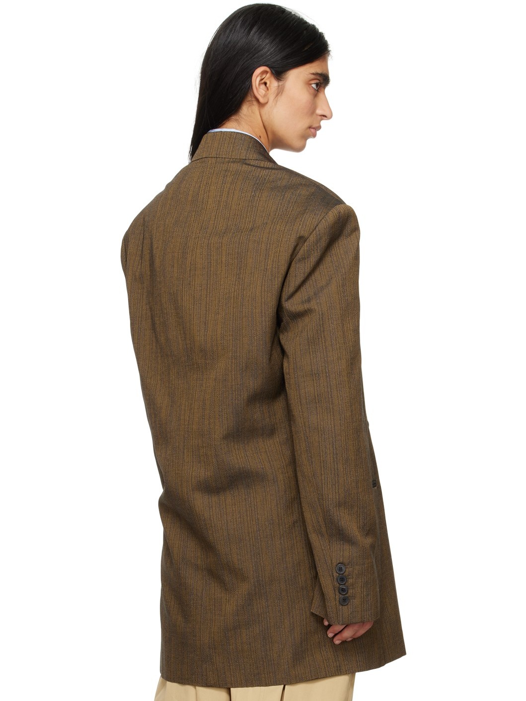 Brown Double-Breasted Blazer - 3