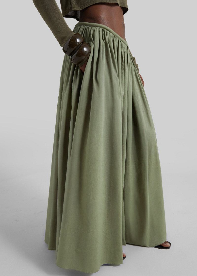 Gaeta Wide Corded Waistband Culottes - Sage 3