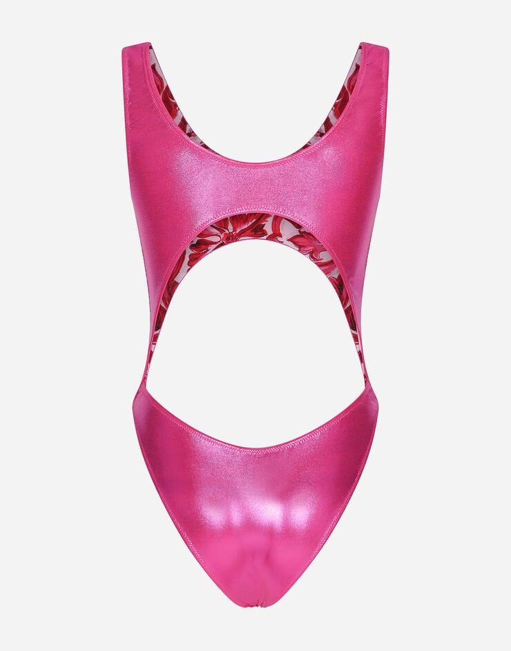 Laminated Cutout One-Piece Swimsuit - 2