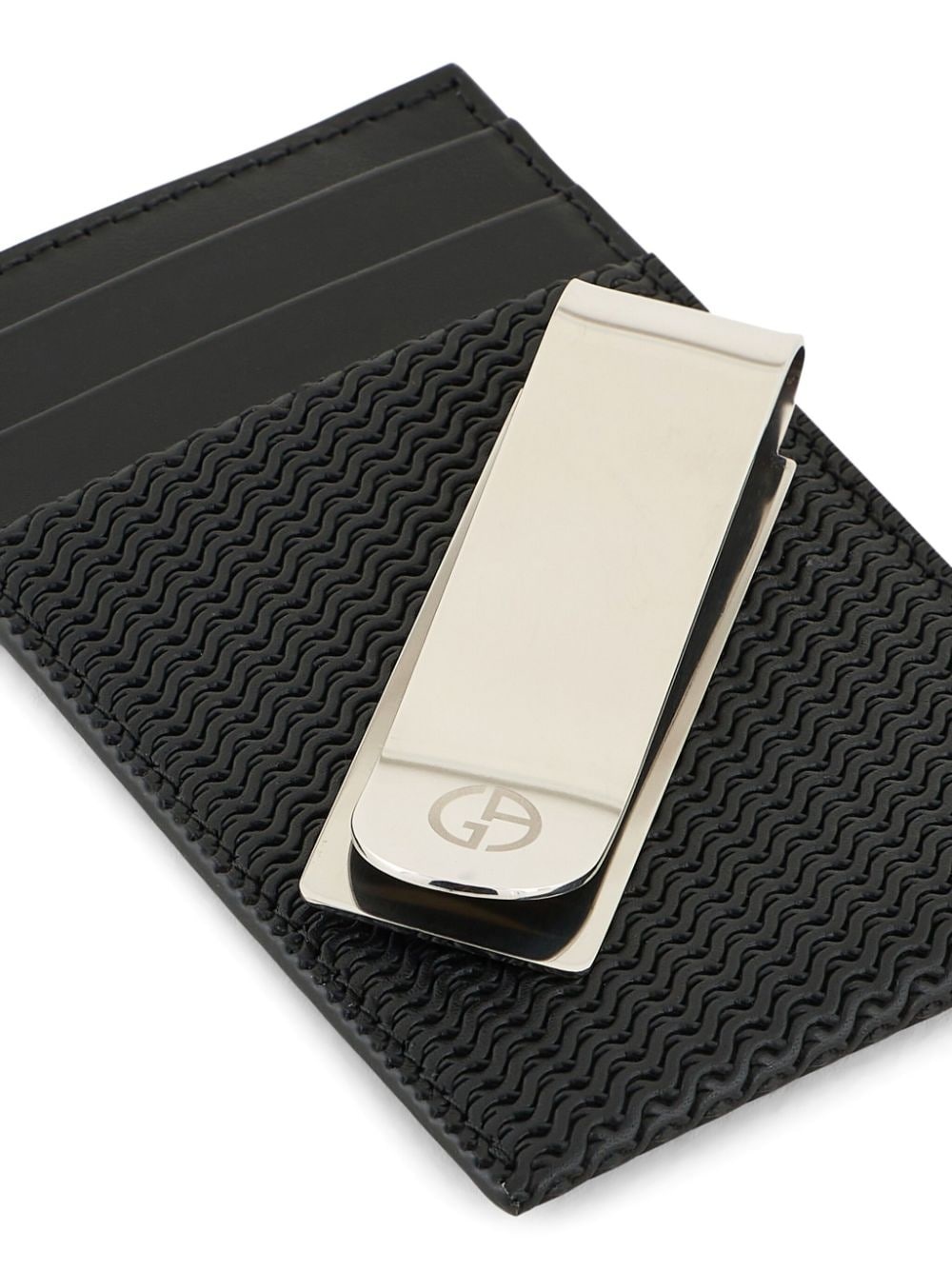 logo-plaque woven leather cardholder - 3