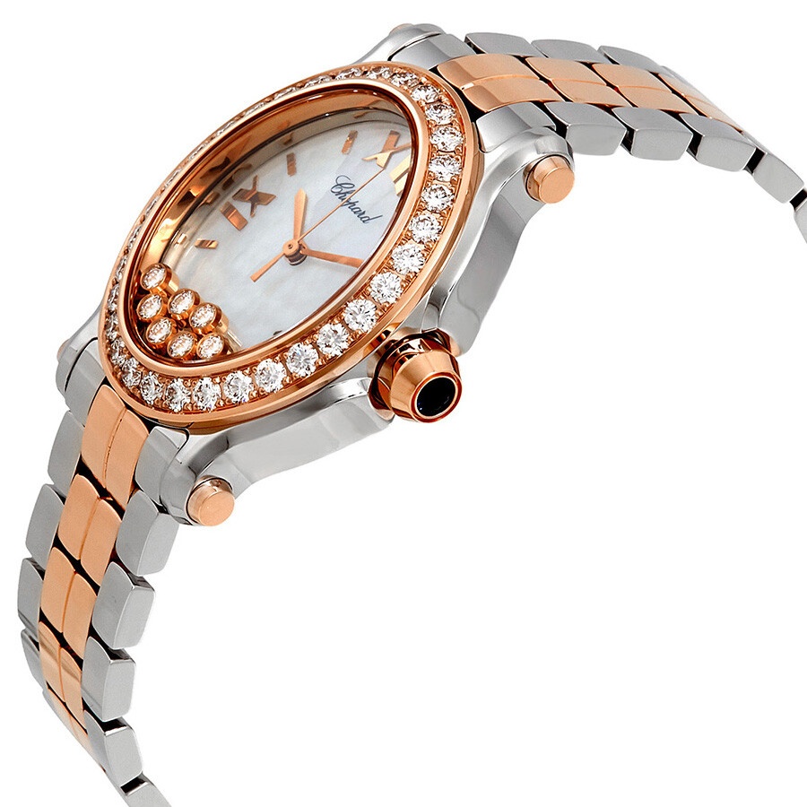 Chopard Happy Sport Oval Diamond 18kt Rose Gold and Stainless Steel Ladies Watch 278546-6004 - 2