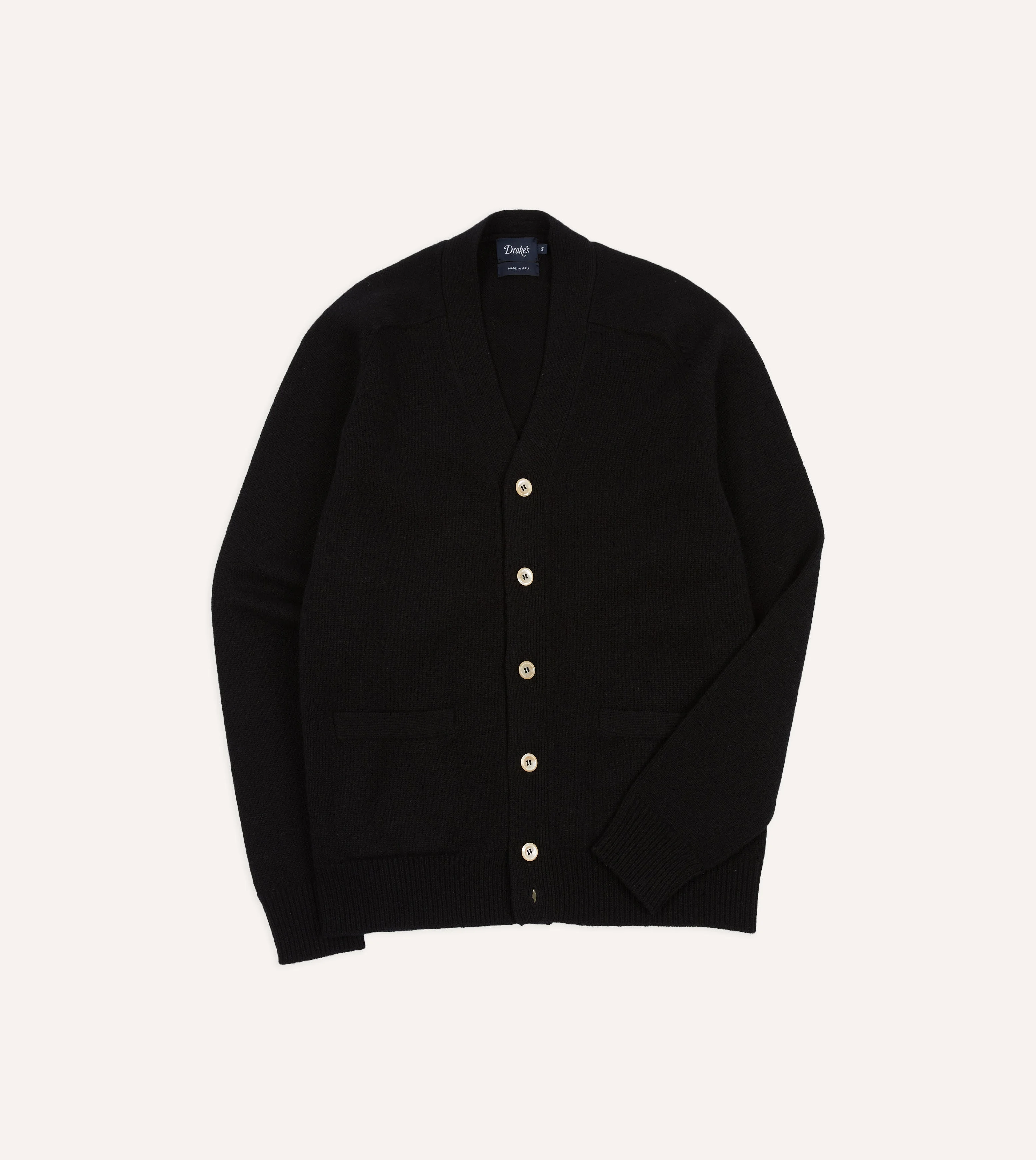 Black Lambswool 6 Button Cardigan - 1