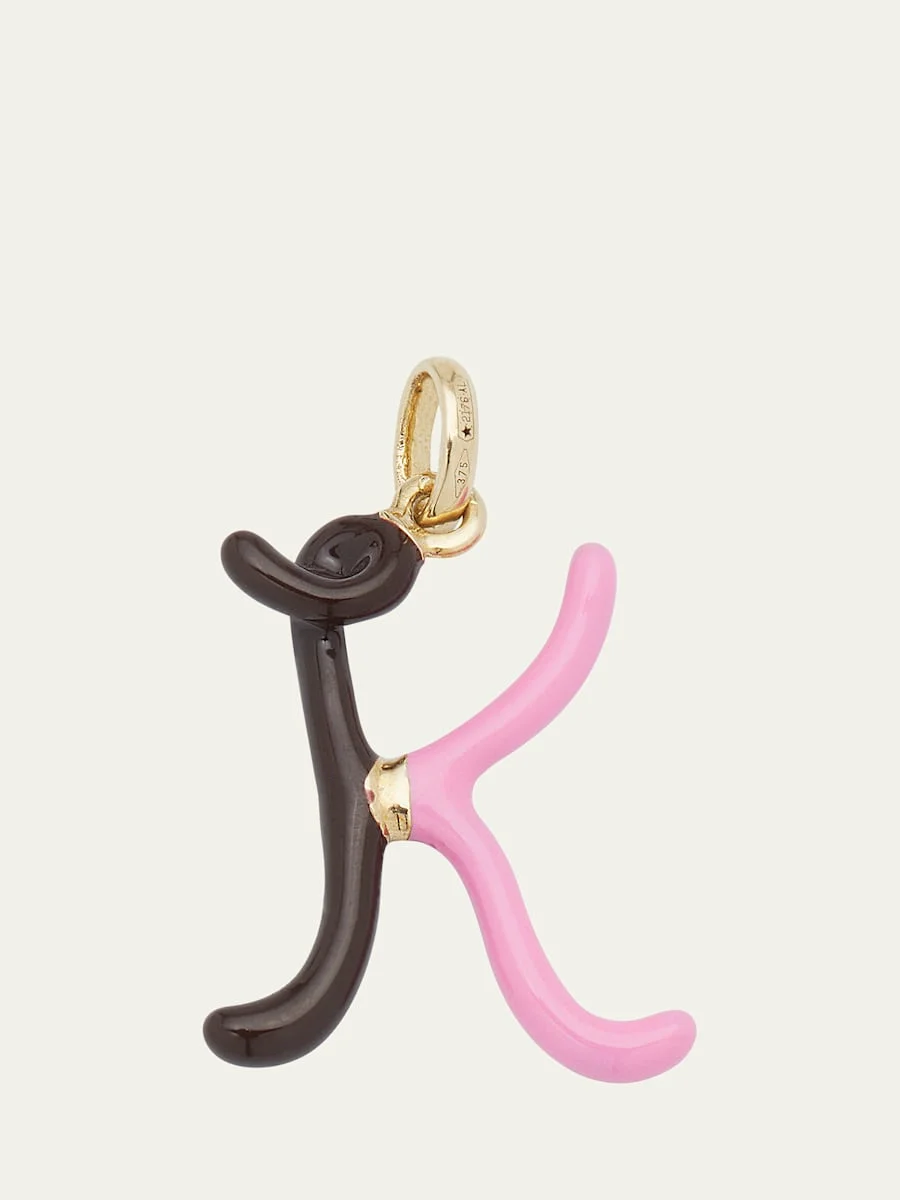 Enamel Letter Necklace - 1