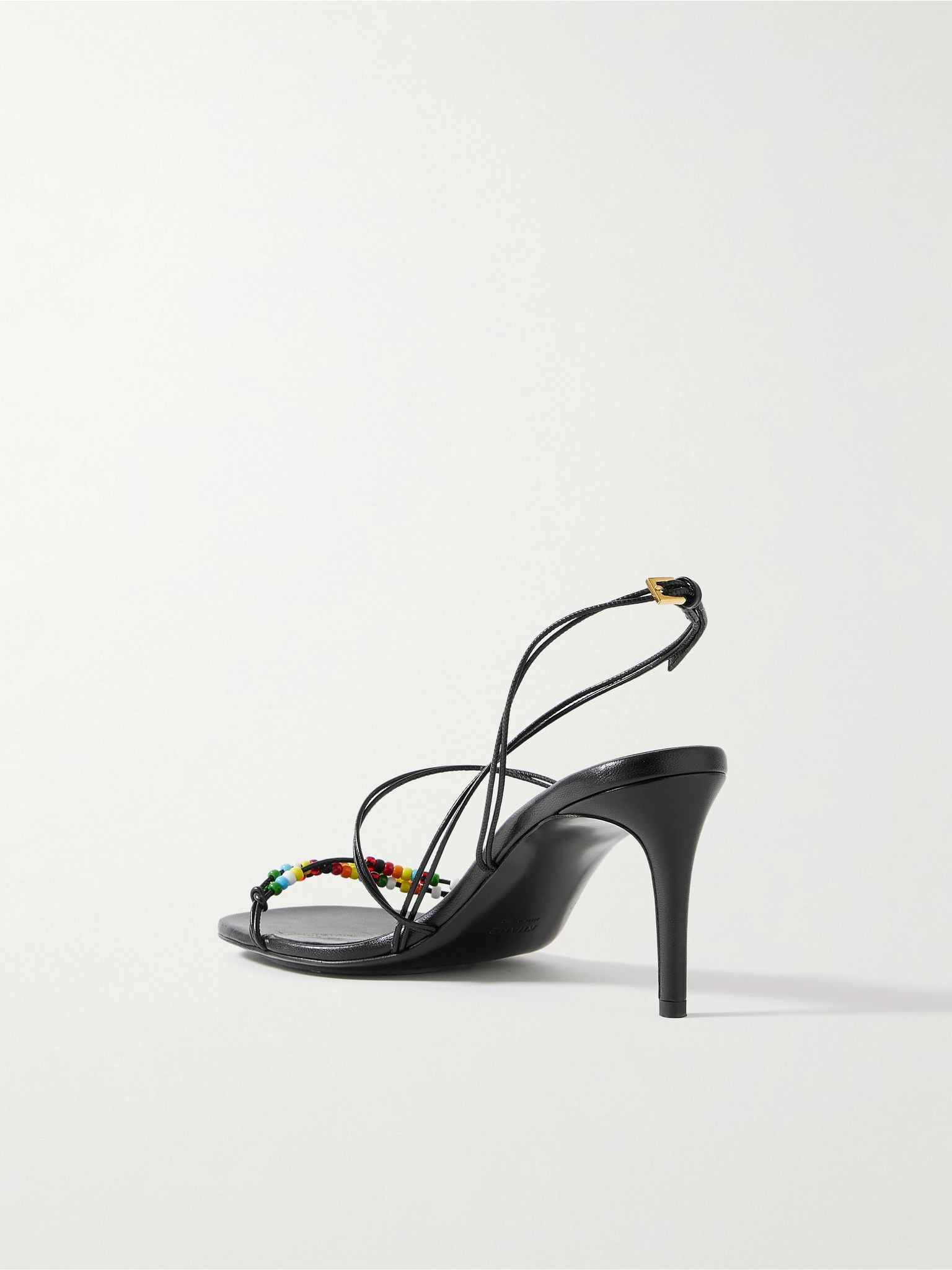 Loop bead-embellished leather sandals Black - 3