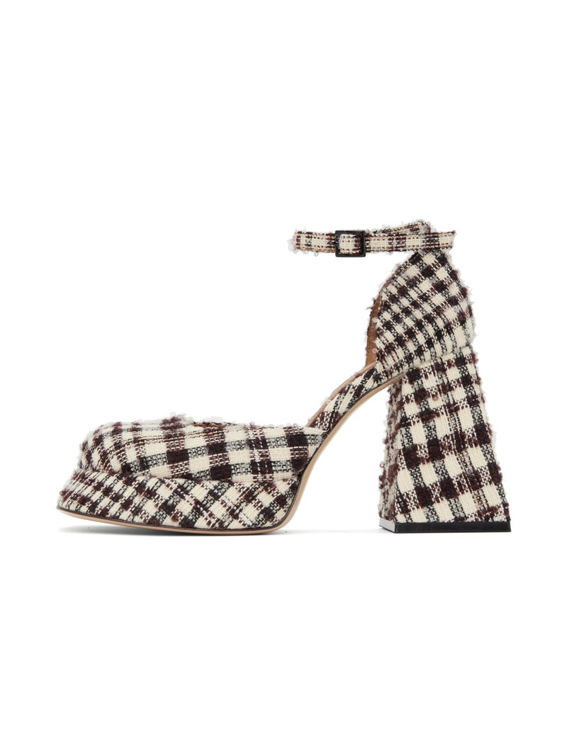 SHUSHU/TONG Off-White & Burgundy Platform Heels outlook