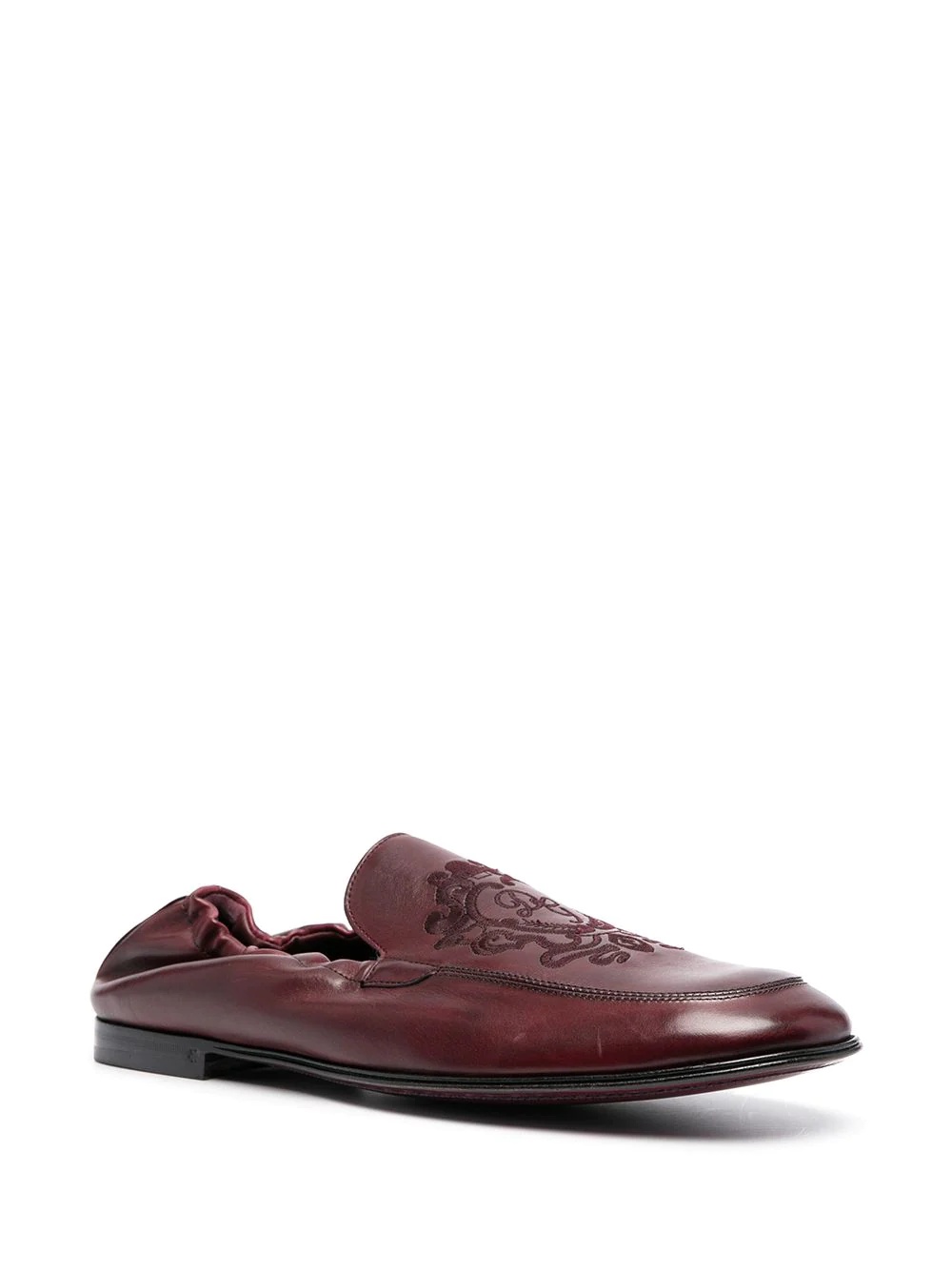 debossed-motif polished-finish loafers - 2