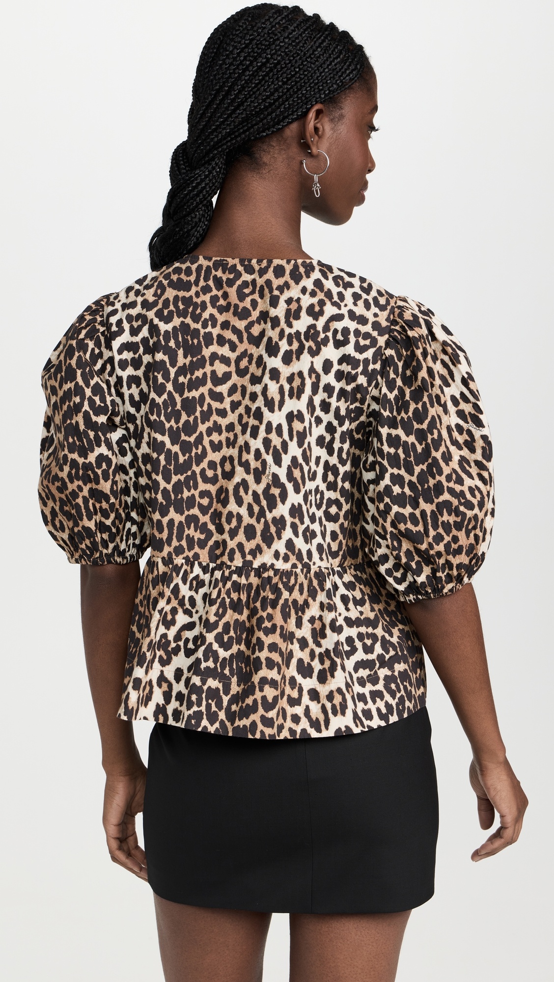 Printed Cotton Poplin Peplum Blouse - 2