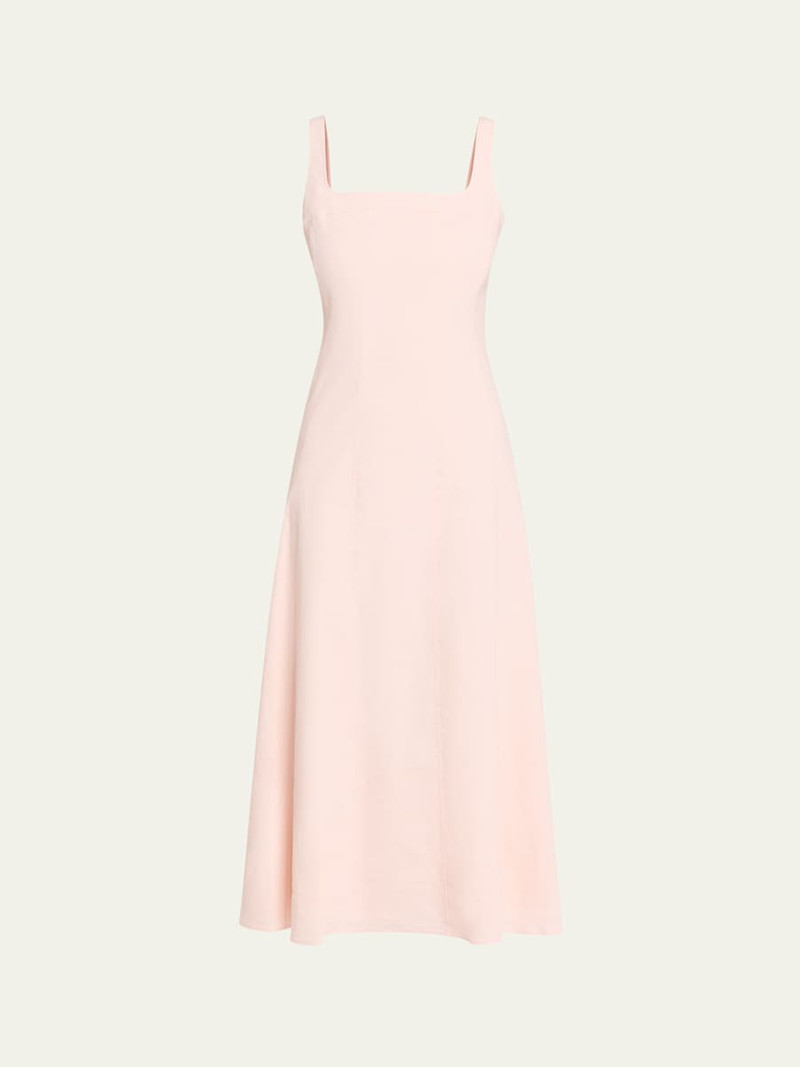 Sleeveless Square-Neck Seamed Midi Dress 1