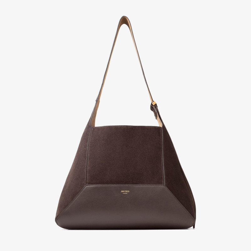 Diamond Hobo M Coffee Suede Shoulder Bag 1