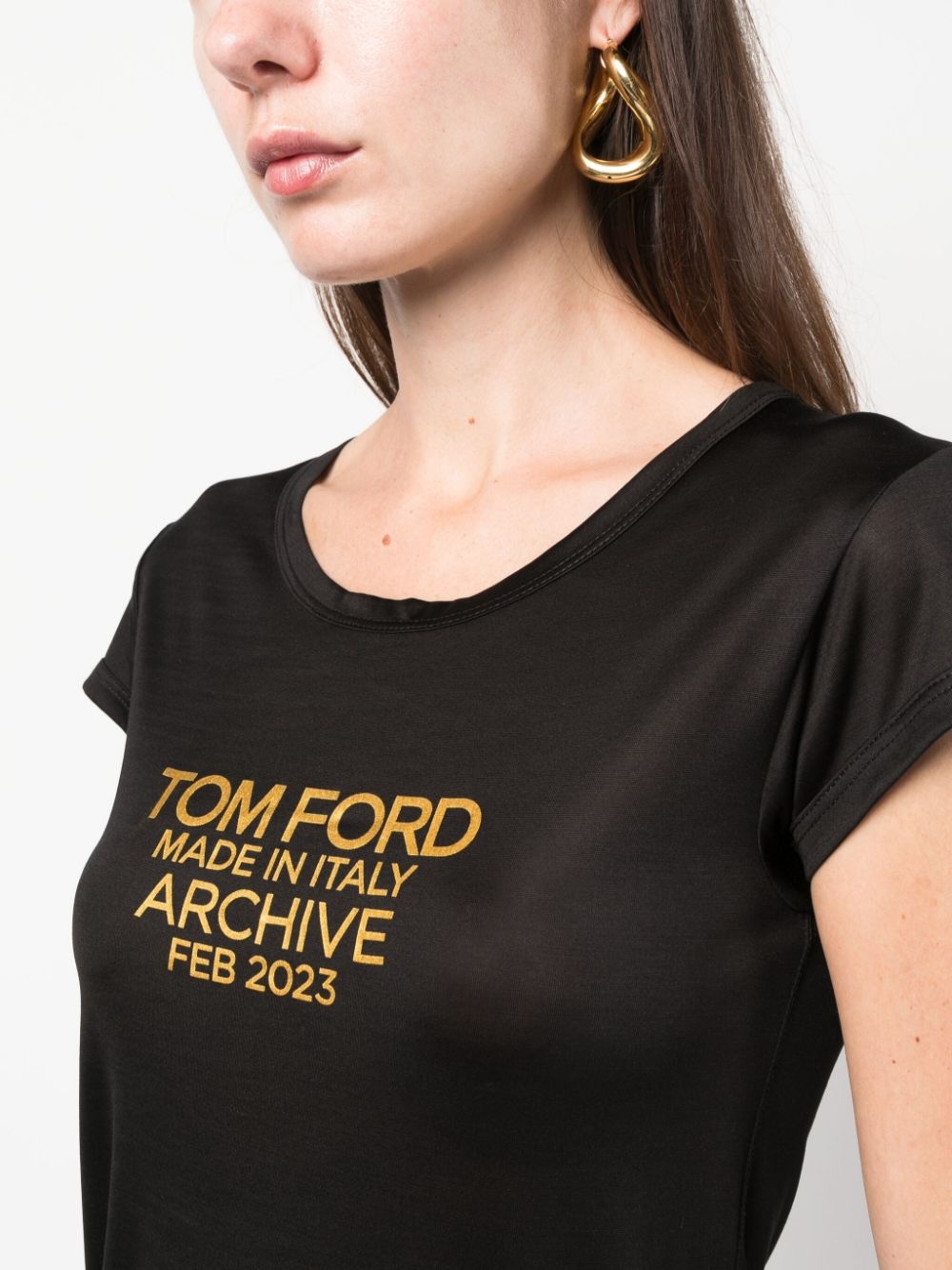 logo-print silk T-shirt - 5