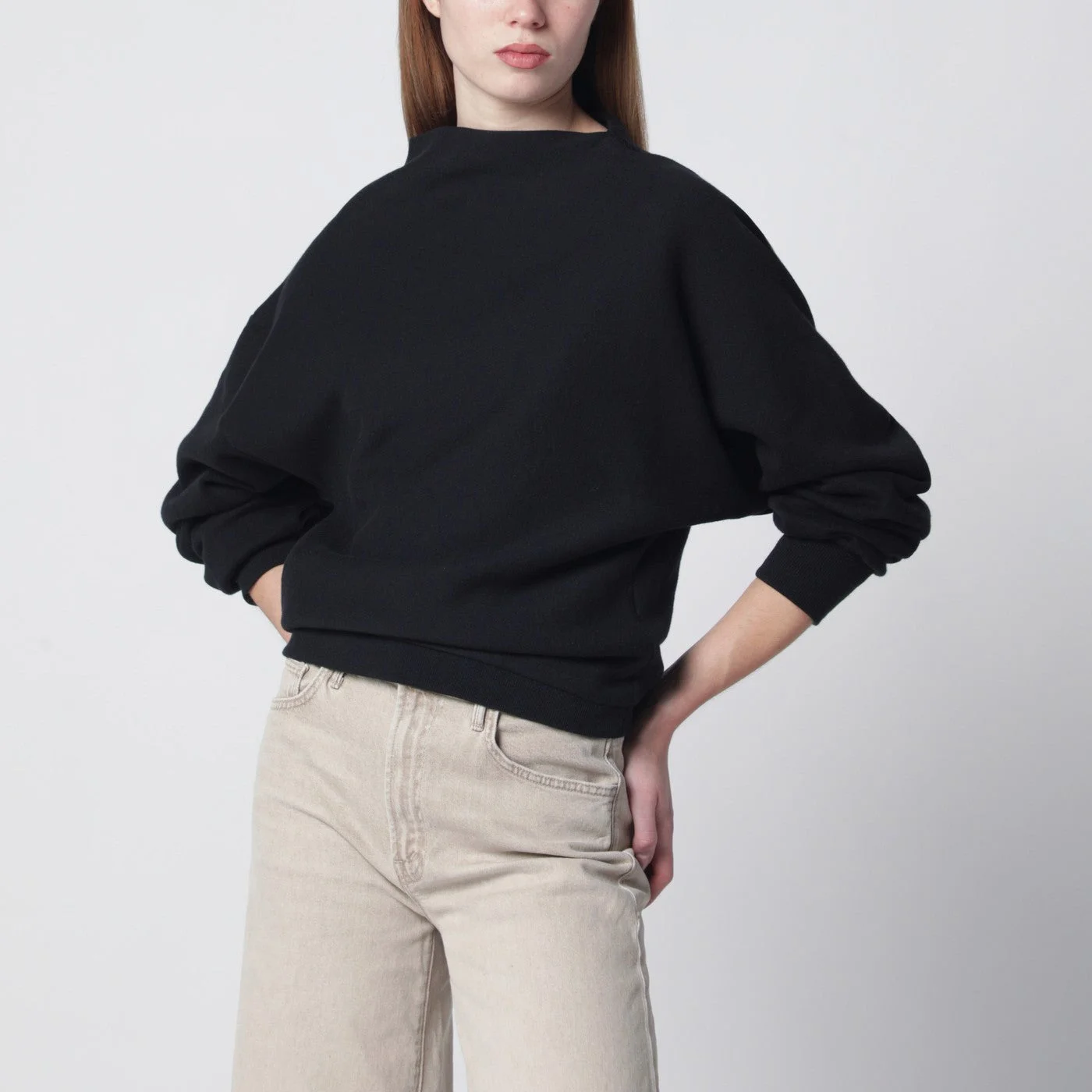 Black draped sweatshirt - 1