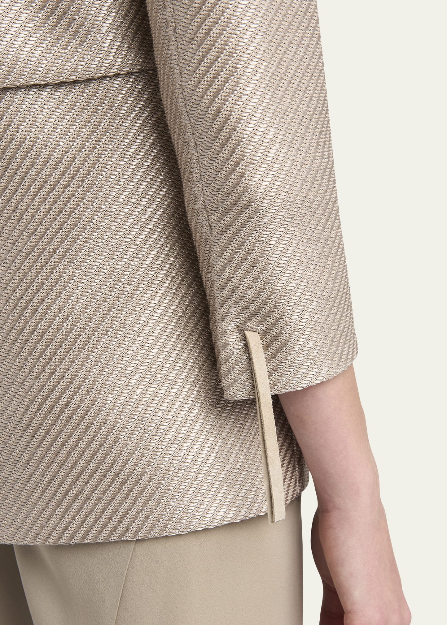 Shiny Raffia Jersey Jacquard Tie Jacket - 5