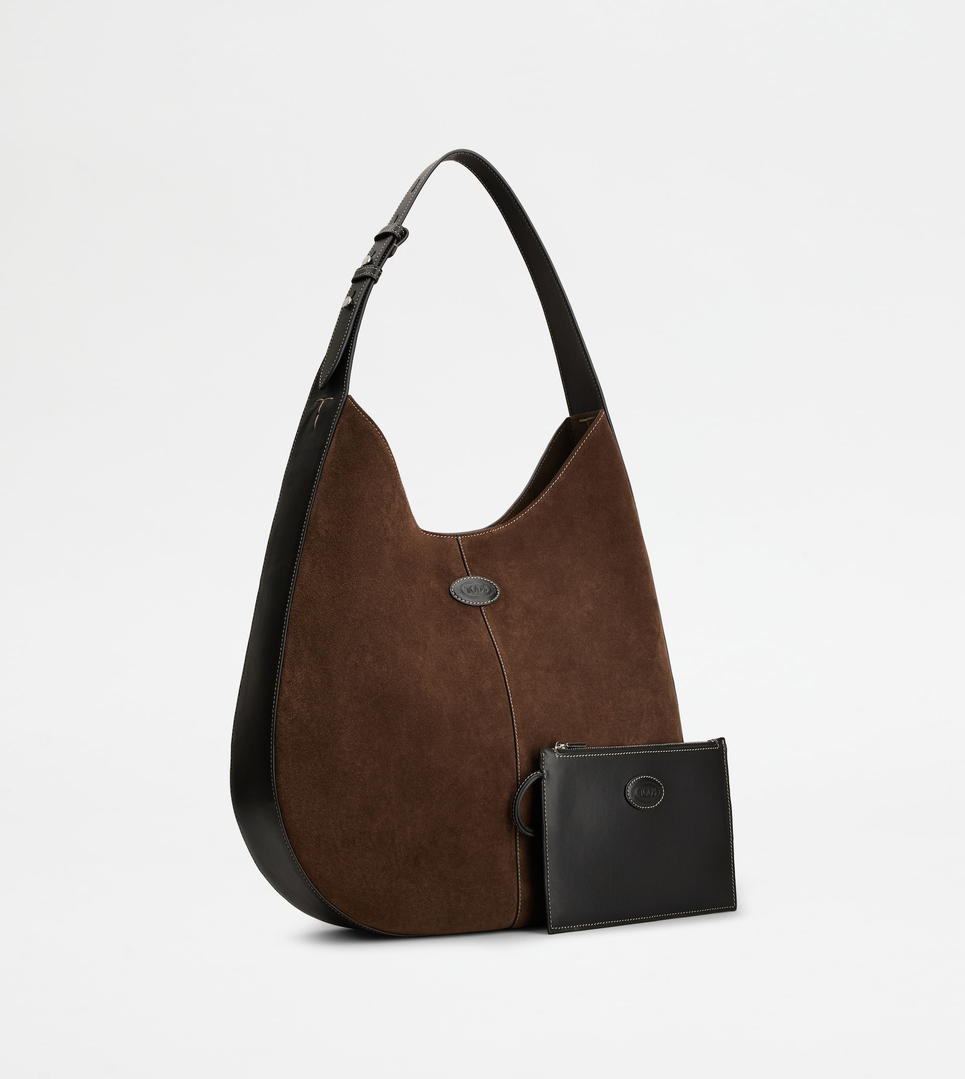 TOD'S DI BAG HOBO IN SUEDE MEDIUM - BROWN, BLACK - 3