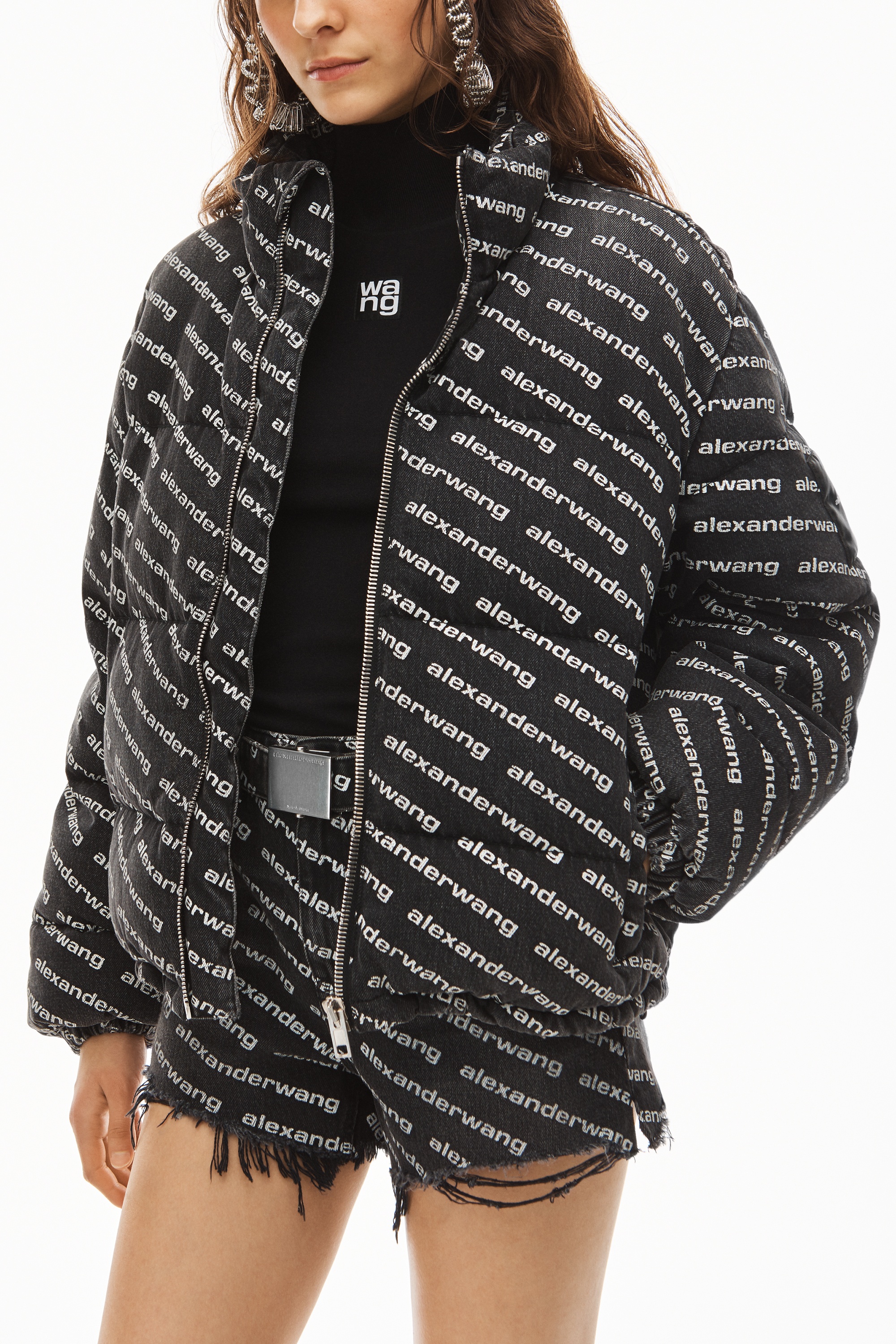 PUFFER JACKET IN LOGO DENIM - 3