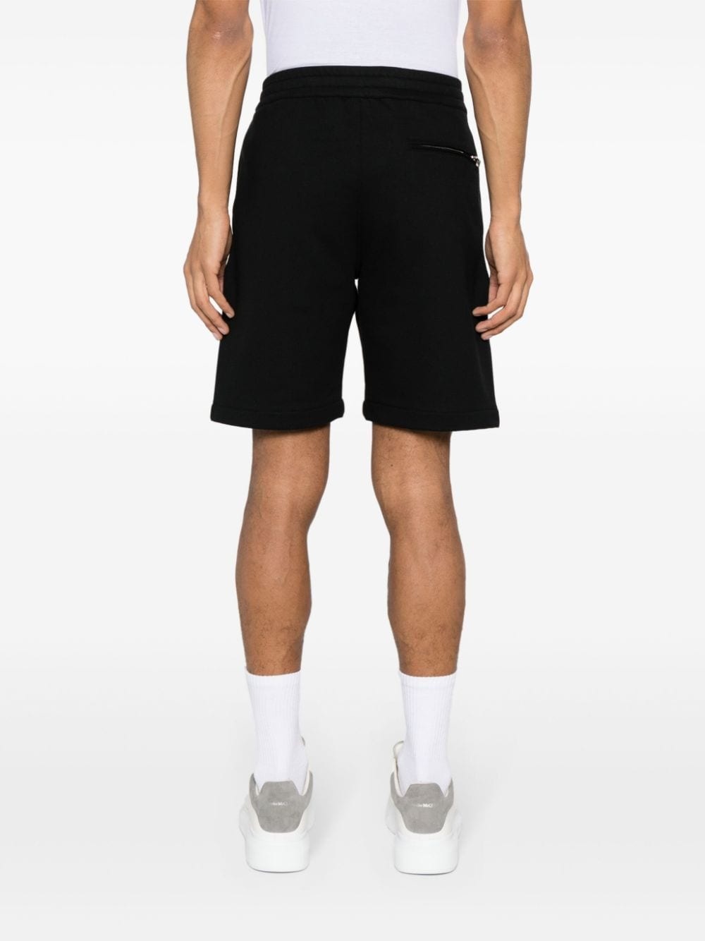 logo-embroidered cotton track shorts - 4