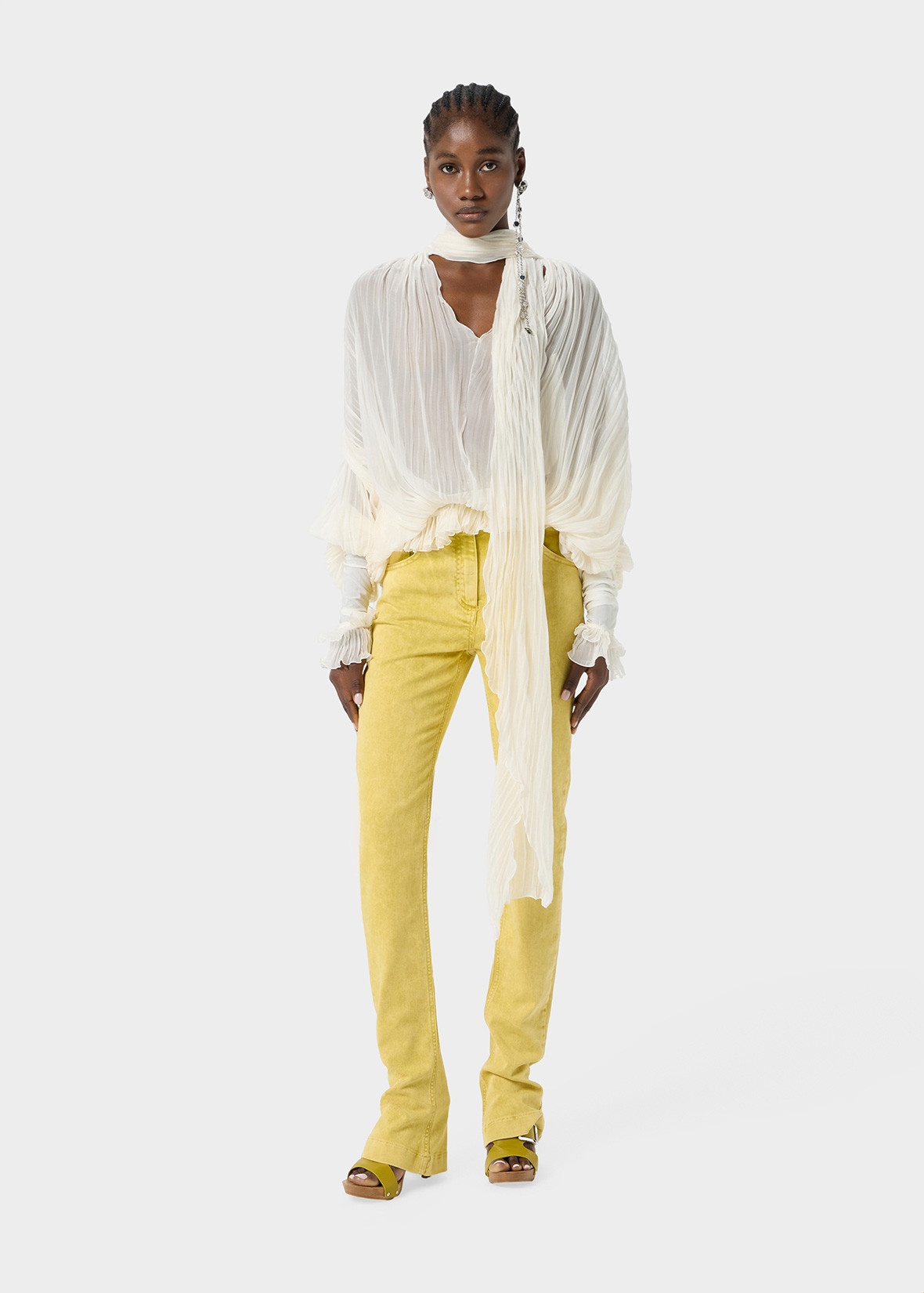PLEATED BLOUSE IN SILK CHIFFON - 2