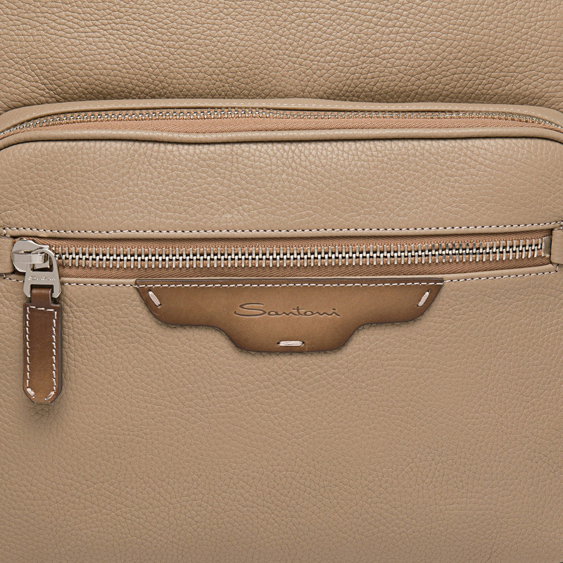 Beige tumbled leather backpack 4