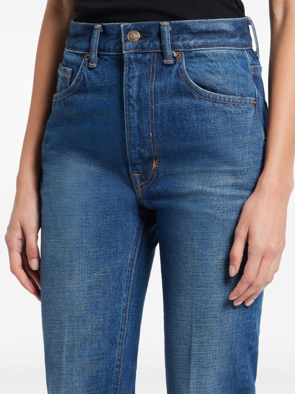 stonewashed flared jeans - 5