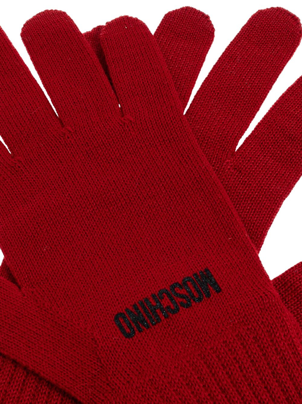 logo-embroidered wool-blend gloves - 3
