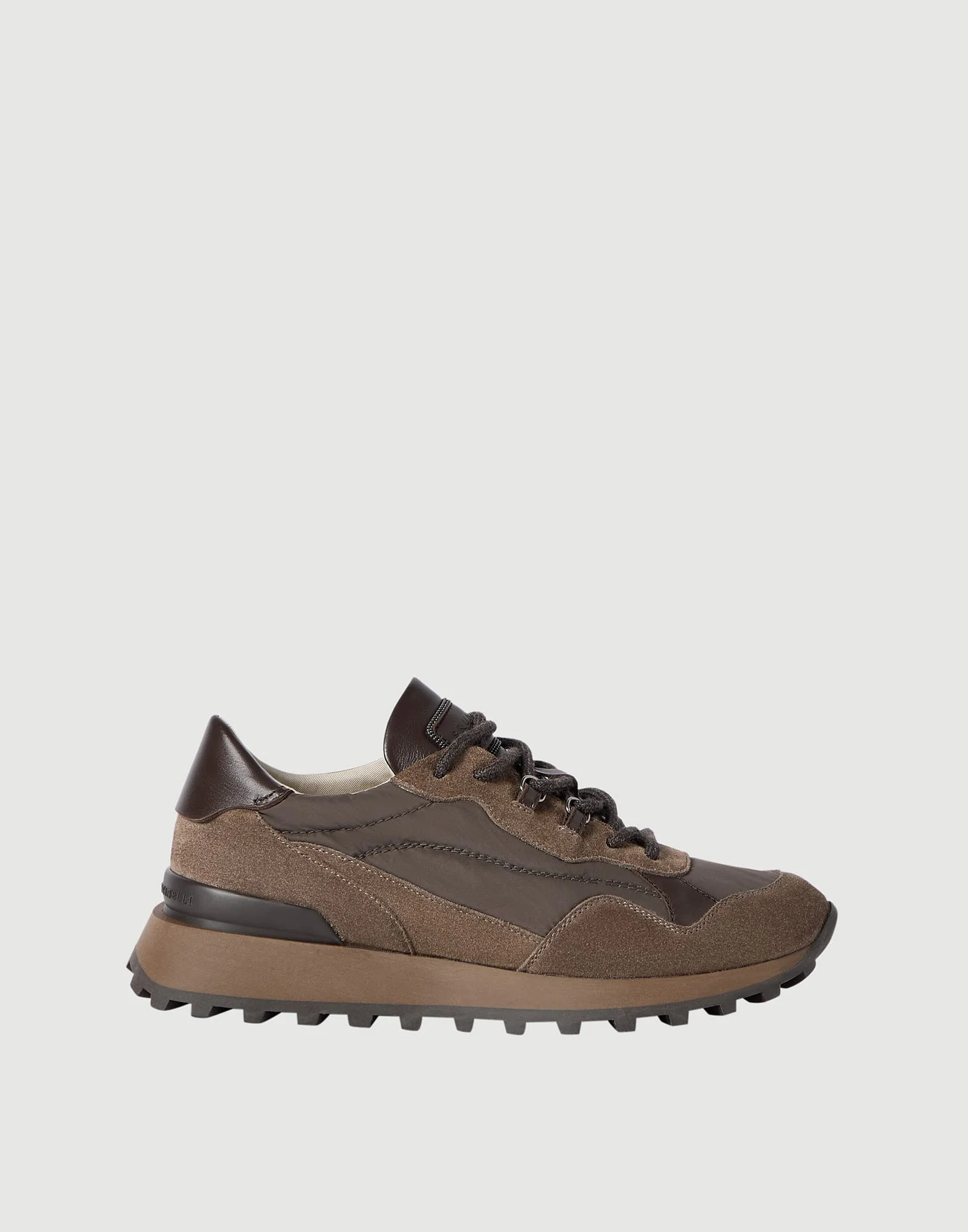 Suede and techno cotton runners with shiny detail - 1