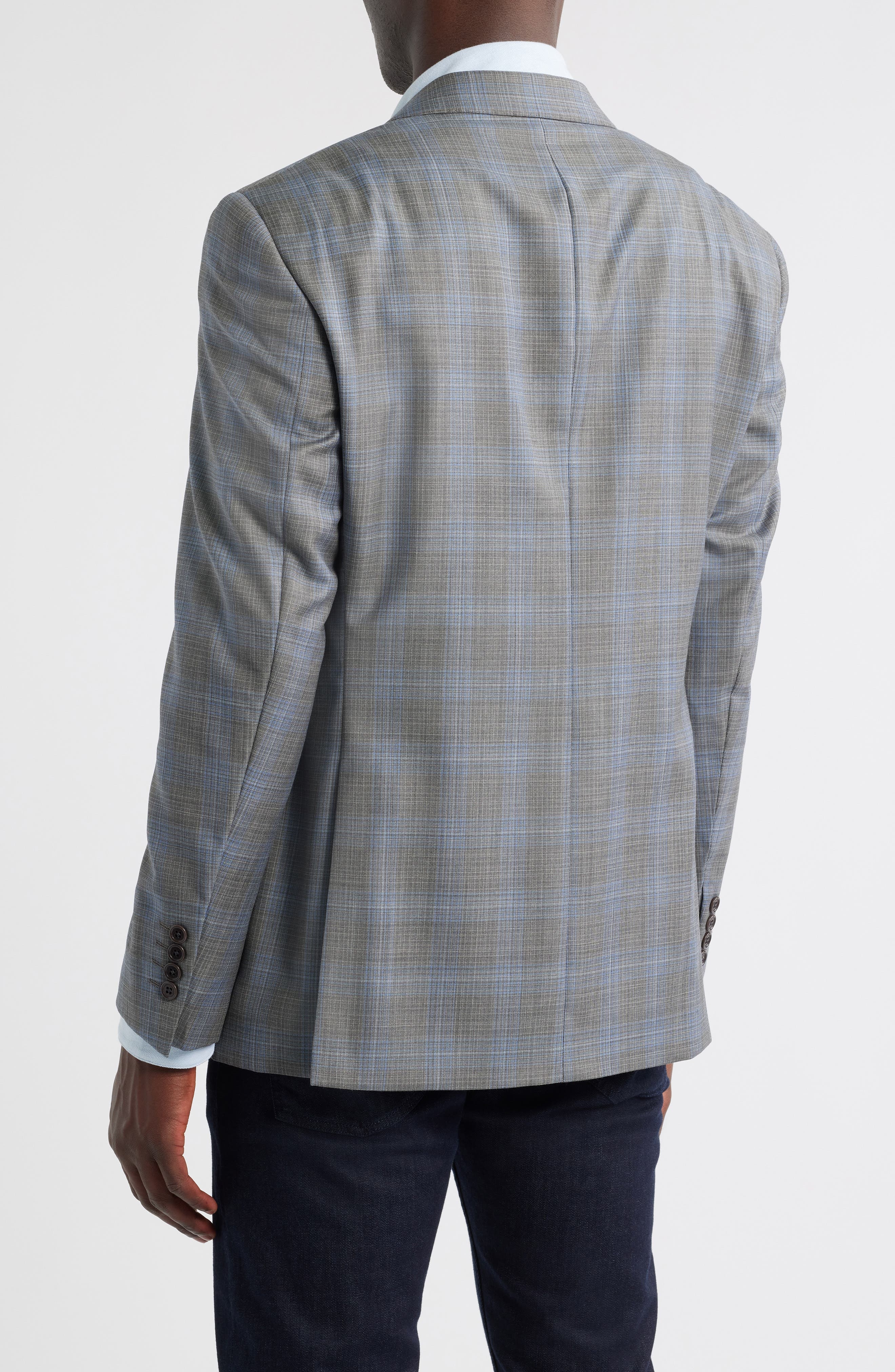 Emporio Armani Plaid Virgin Wool Blazer in Grey Plaid at Nordstrom - 2