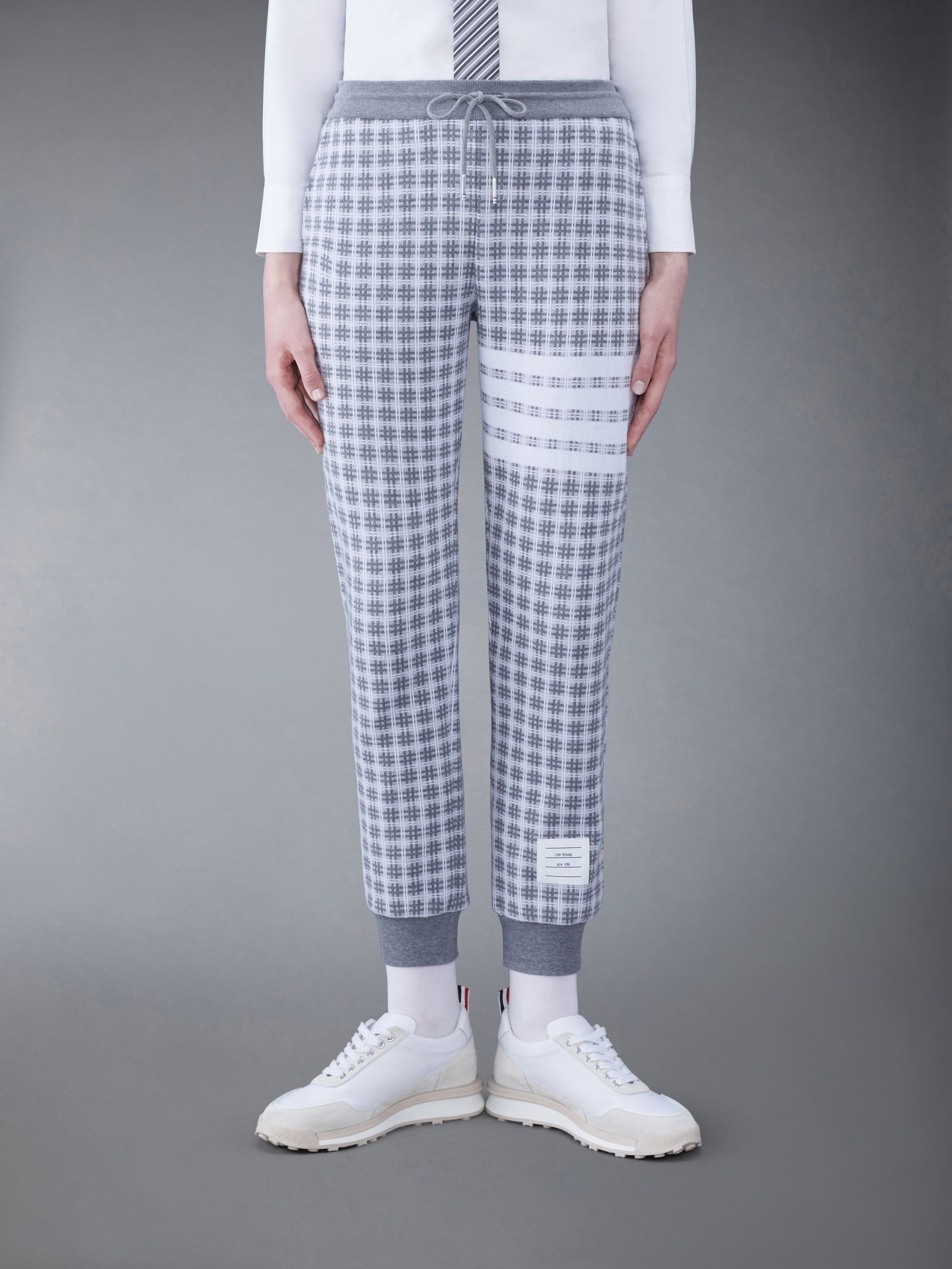 checked jacquard track pants - 1