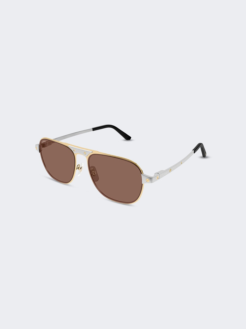Cartier Santos De Cartier Sunglasses Gold And Brown outlook