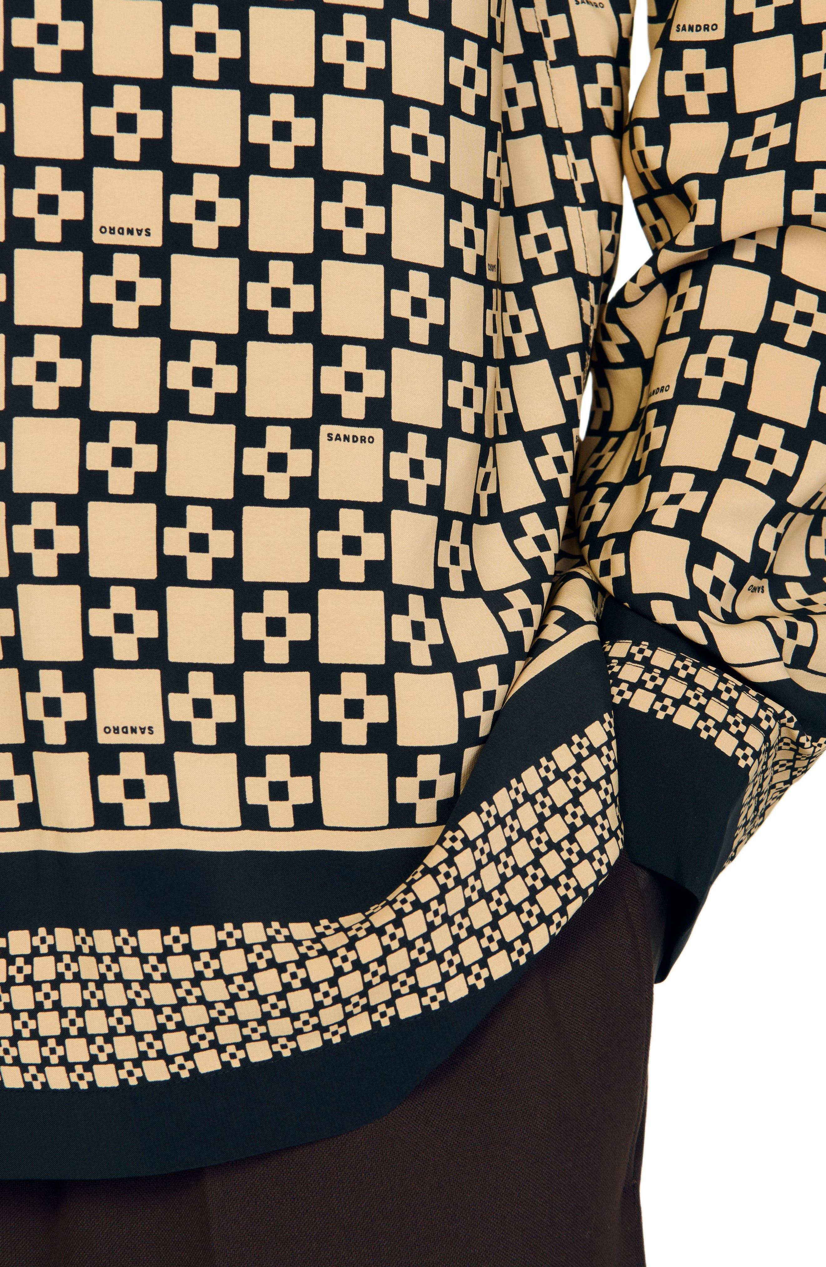 SANDRO Printed loose-fit shirt in Beige at Nordstrom - 3