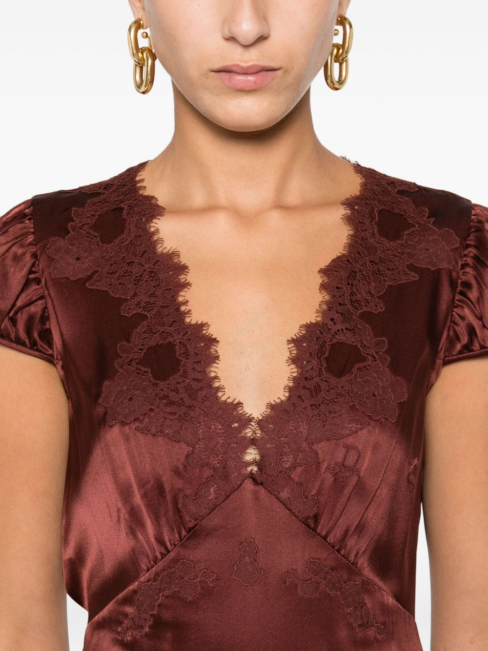 lace-trimmed midi dress - 5