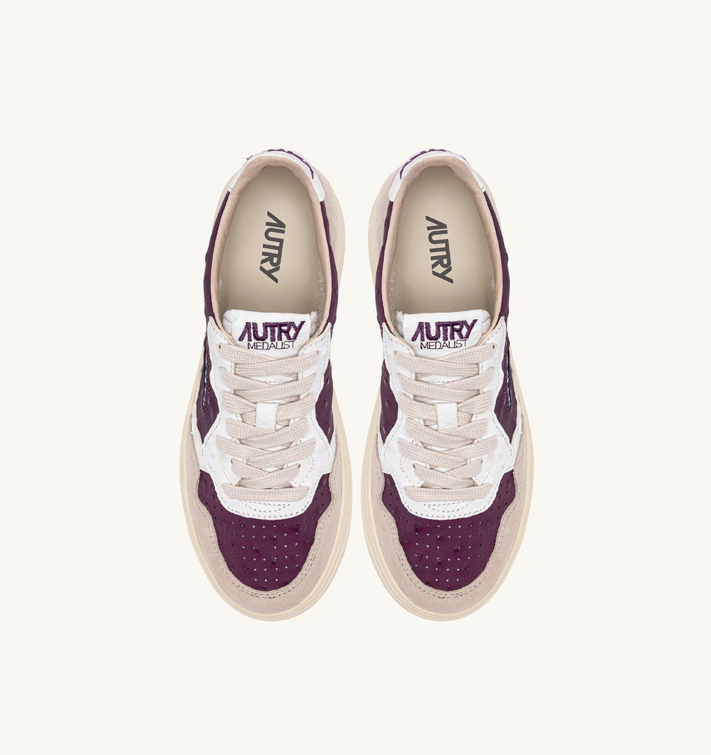 MEDALIST LOW SNEAKERS IN BURGUNDY AND SAND LEATHER AND SUEDE - 5