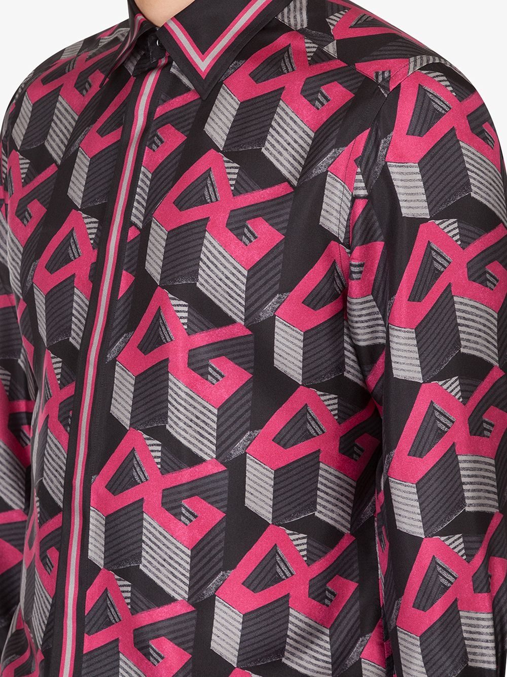 geometric logo print shirt - 5