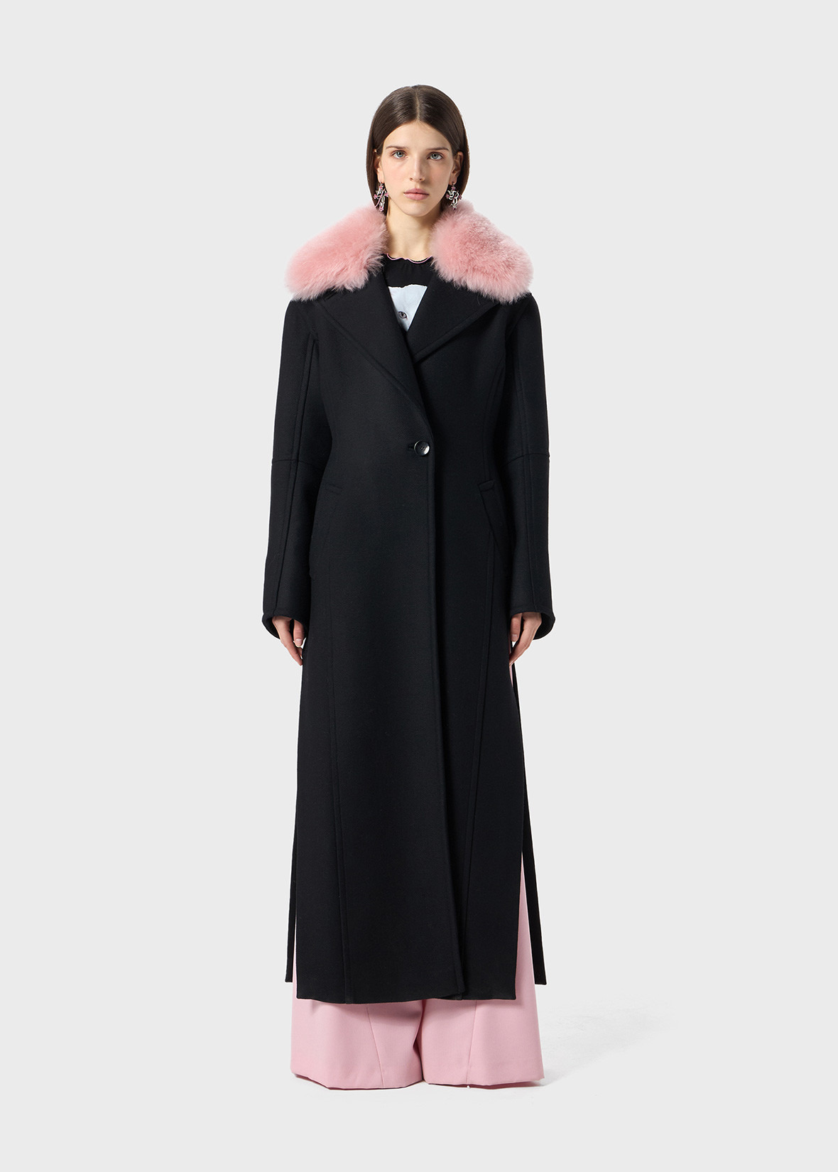 LONG COAT WITH FAUX FUR COLLAR - 3