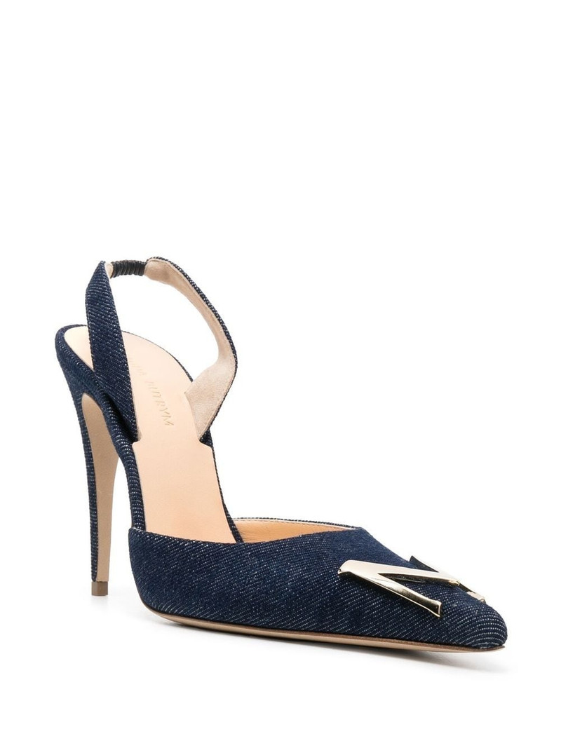 MAGDA BUTRYM denim pointed-toe slingback 110mm pumps outlook