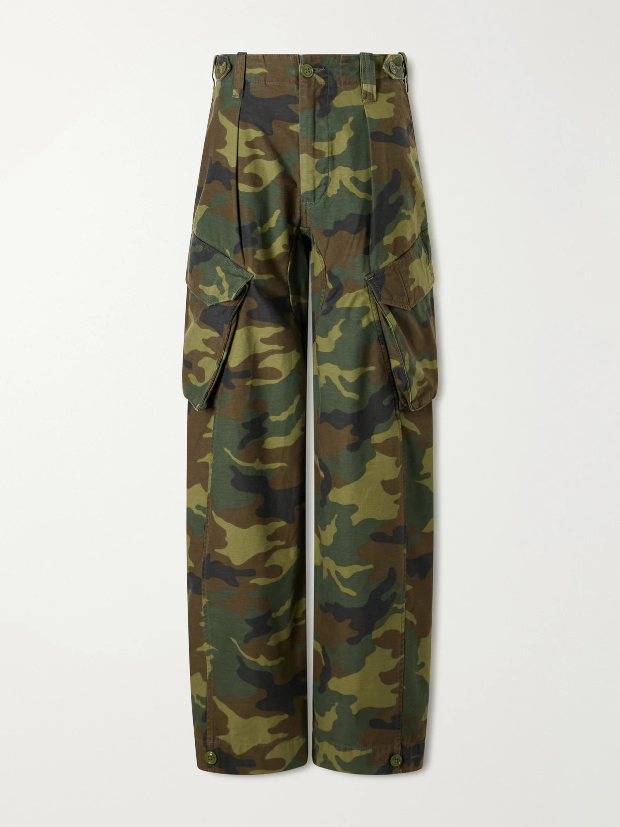 Printed Cotton-canvas Barrel-leg Cargo Pants - 1